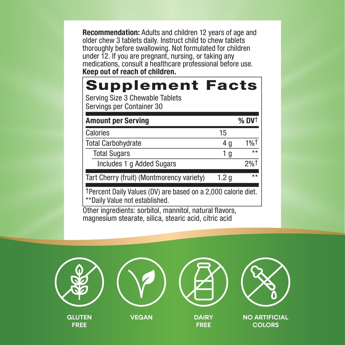 Nature's Way Tart Cherry Ultra Chewables Chewable 90 Count