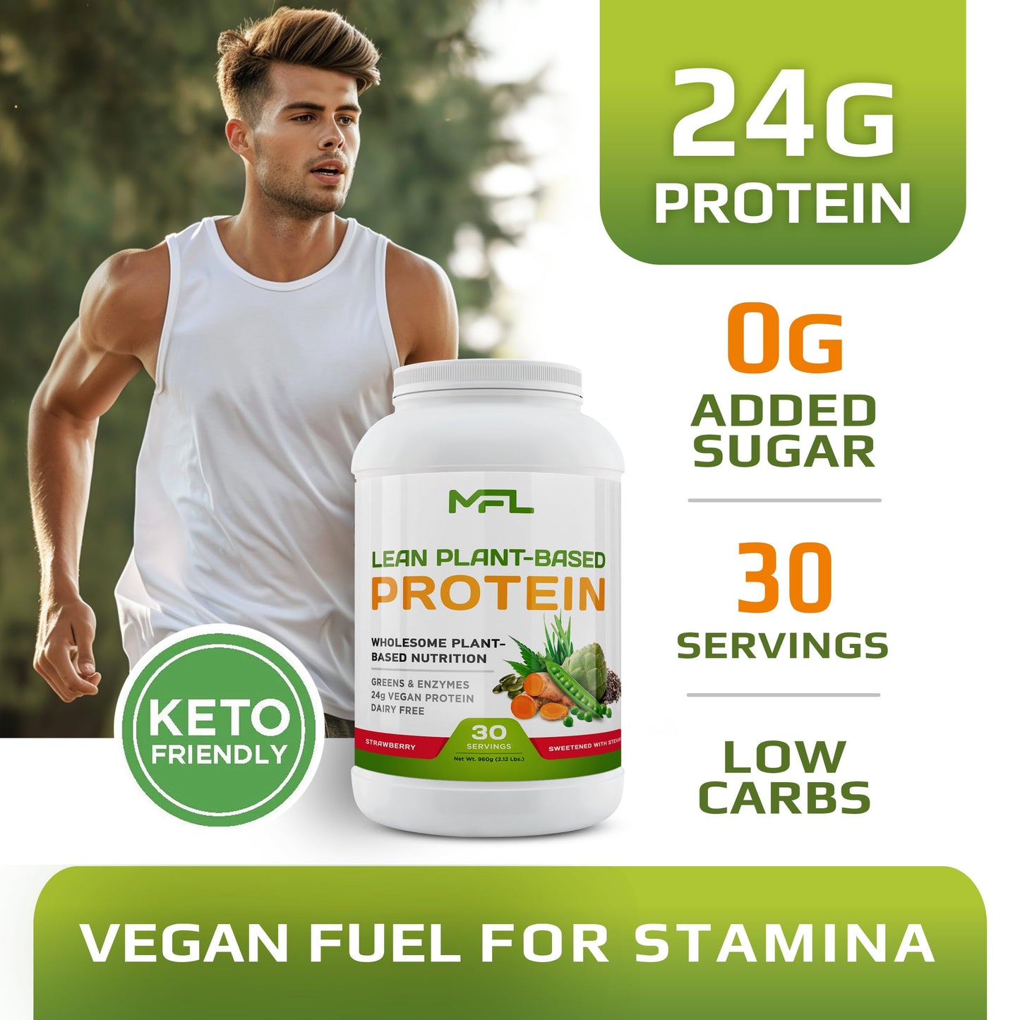 MUSCLE FOOD LABS MFL Vegan Plant-Based Protein Powder 33.92 oz Strawberry