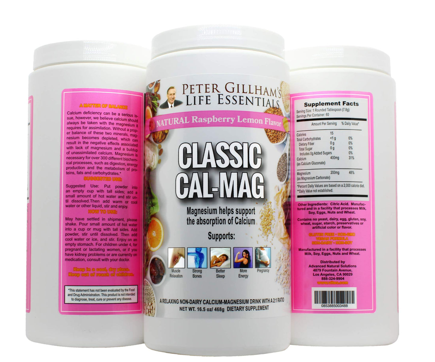 Peter's Choice Classic Cal-Mag Powder Raspberry Lemon, Original 2:1 Formula, 16 oz, 1 Count