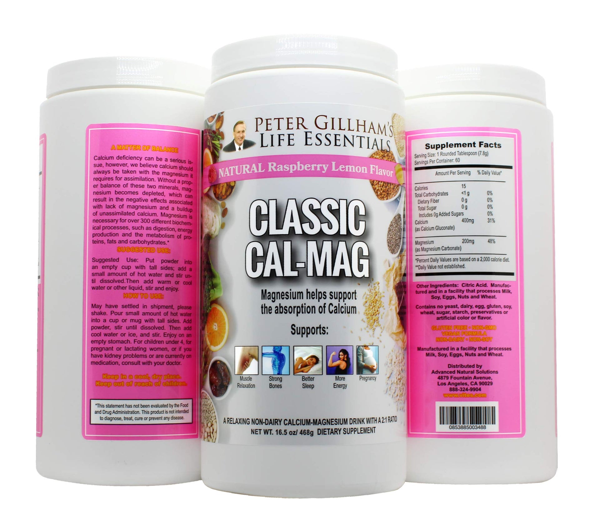Peter's Choice Classic Cal-Mag Powder Raspberry Lemon, Original 2:1 Formula, 16 oz, 1 Count