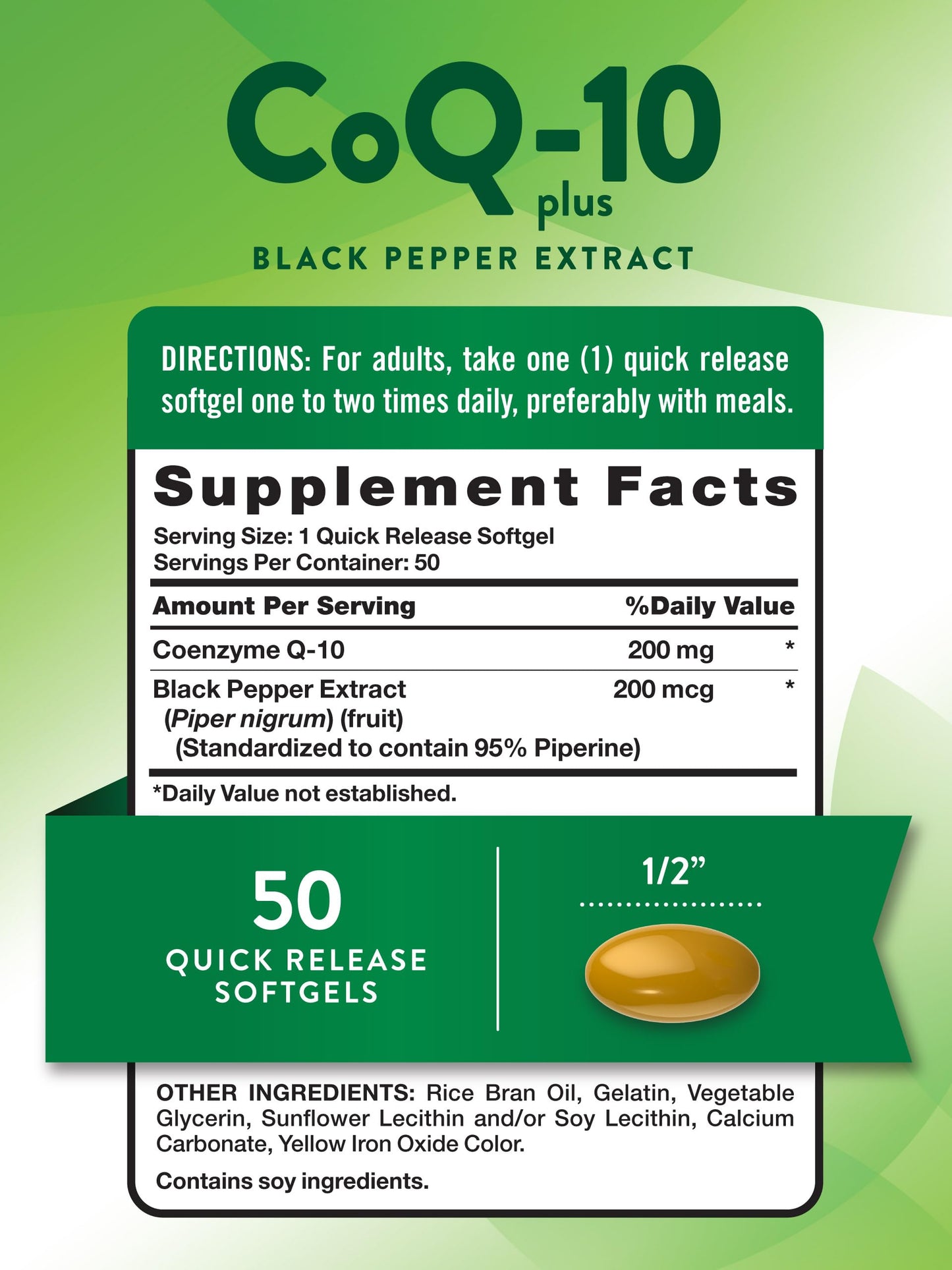 Nature's Truth CoQ10 200mg Softgel 50 Count