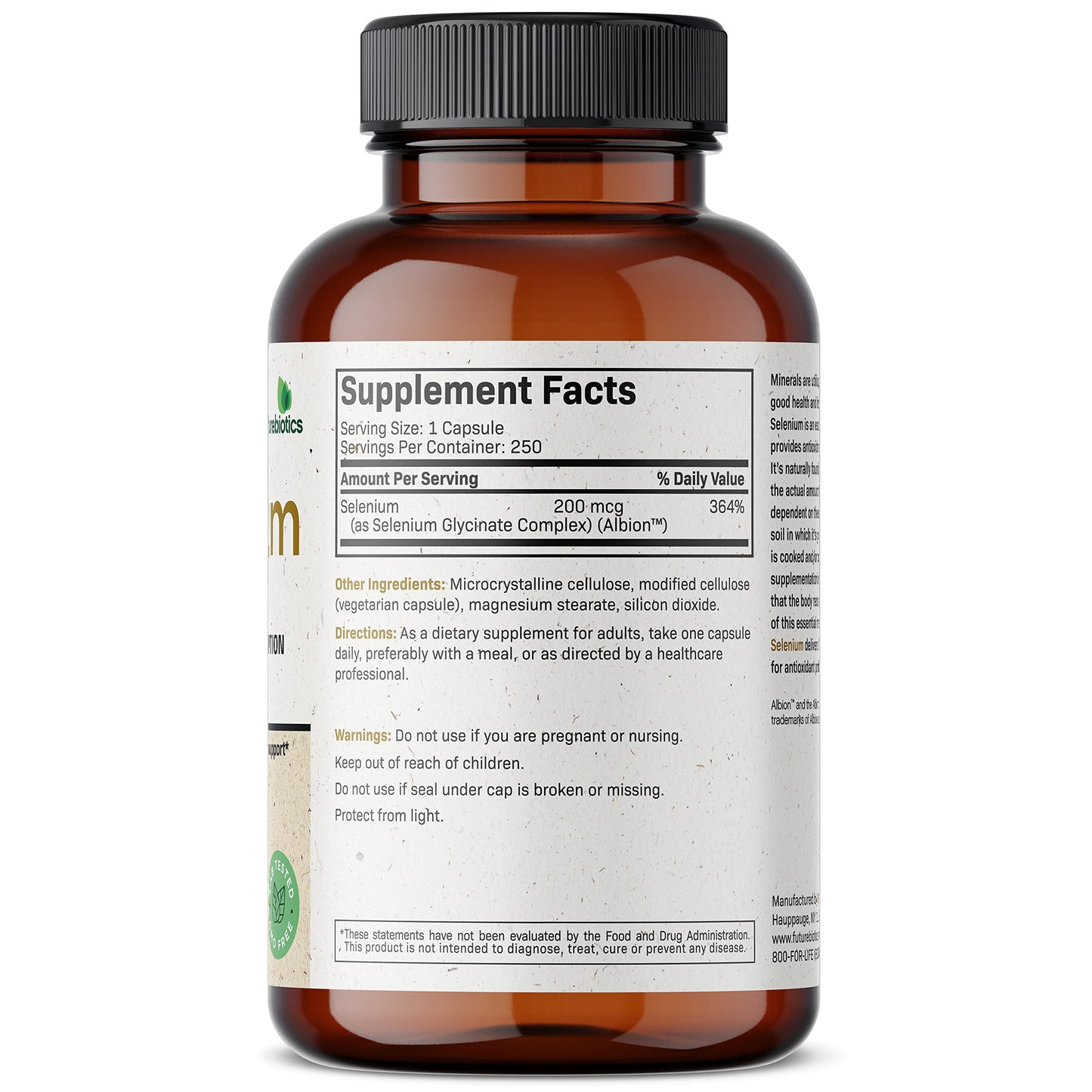Futurebiotics Selenium 200 mcg Selenium Amino Acid Complex Capsules, 250 Count