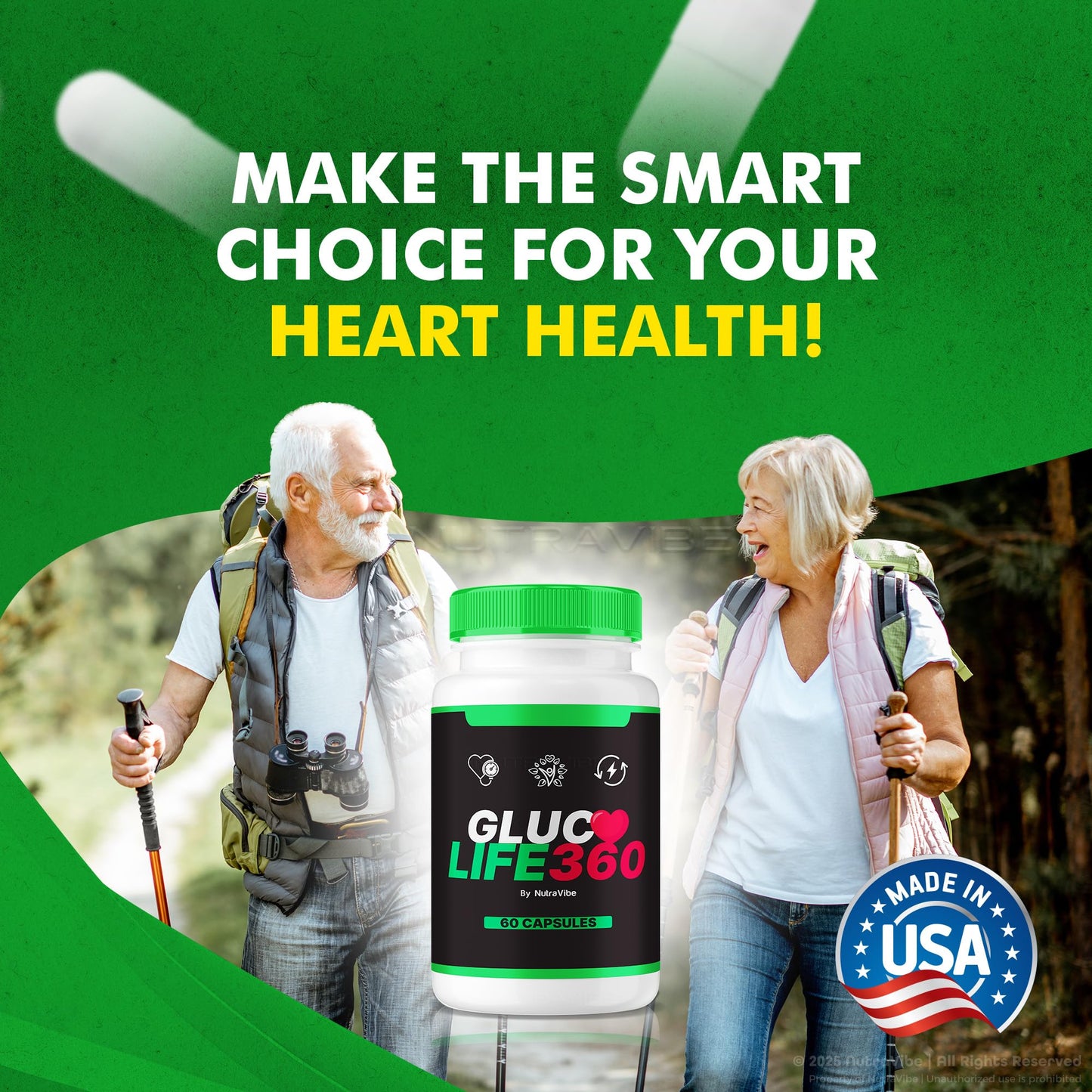 NutraVibe Gluco Life 360 Heart Wellness Support, 120 Capsules