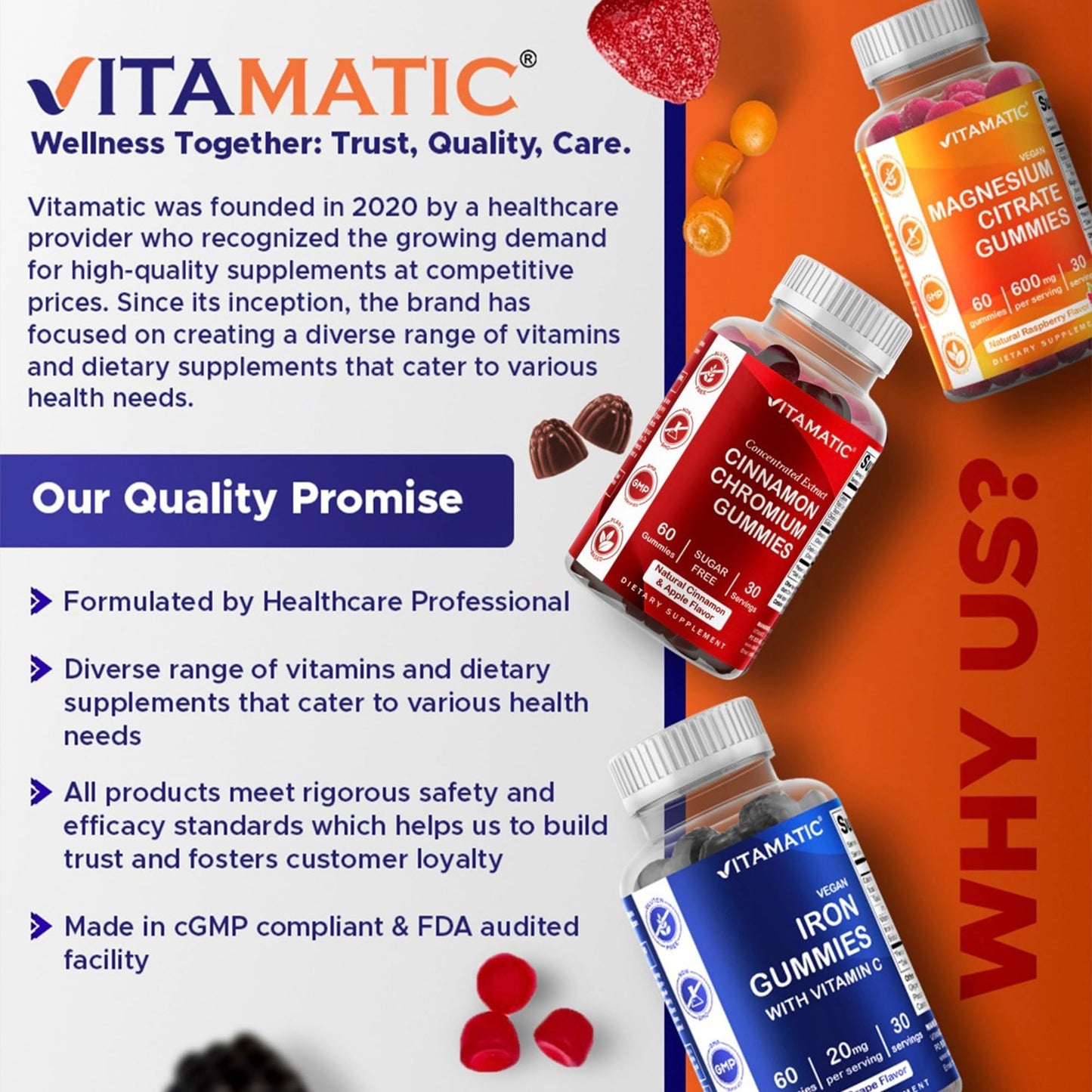 Vitamatic Yeast Free Selenium Gummies 200mcg Selenomethionine Supplement, 180 Gummies