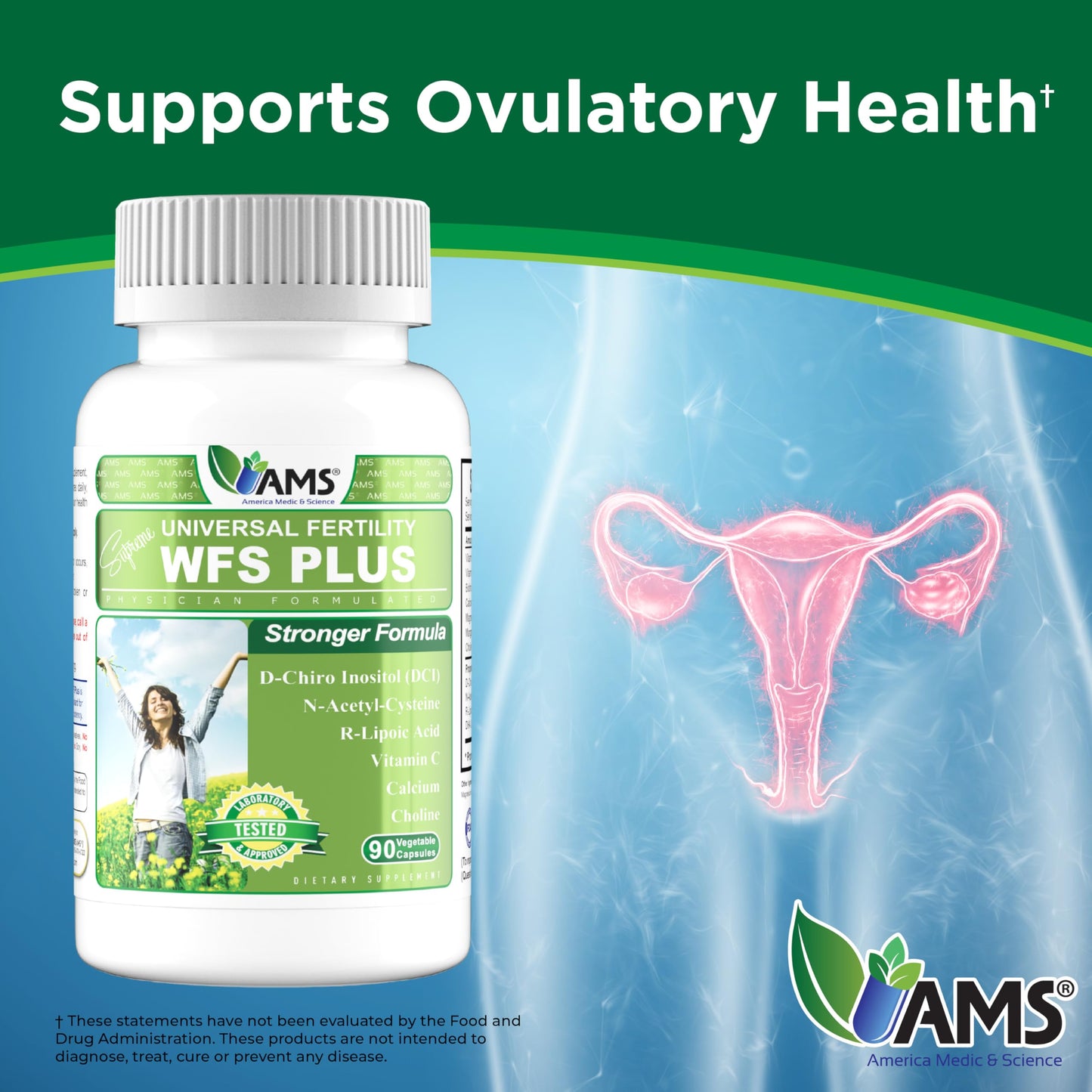 America Medic & Science WFS Plus Fertility Supplements for Women 90 Capsules