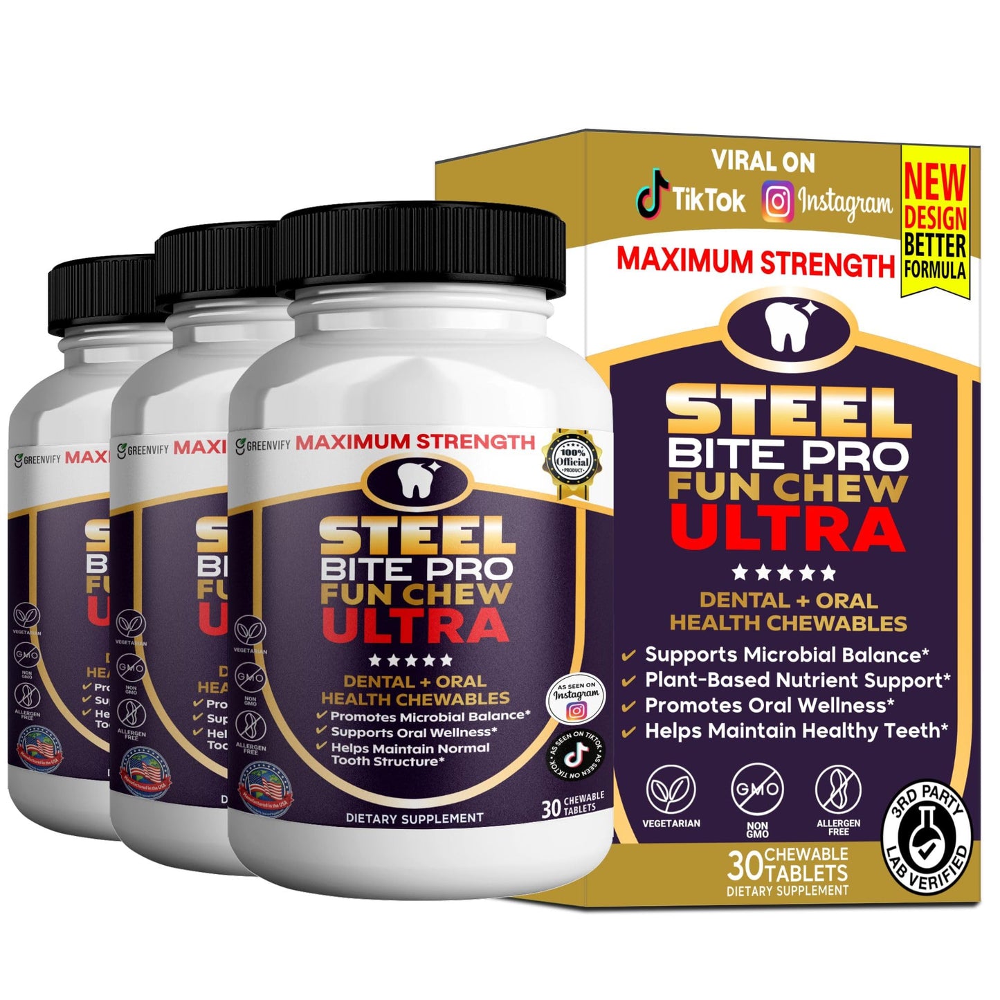 GREENVIFY Steel Bite Pro Dental + Oral Health Chewables Capsule 60