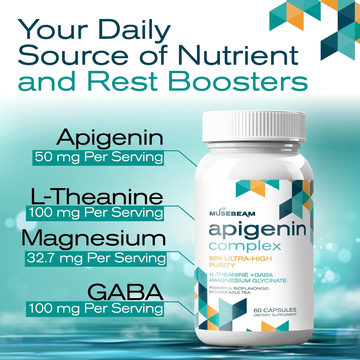 Musebeam Apigenin Supplement for Rest and Relaxation Support Capsule, 60 Count