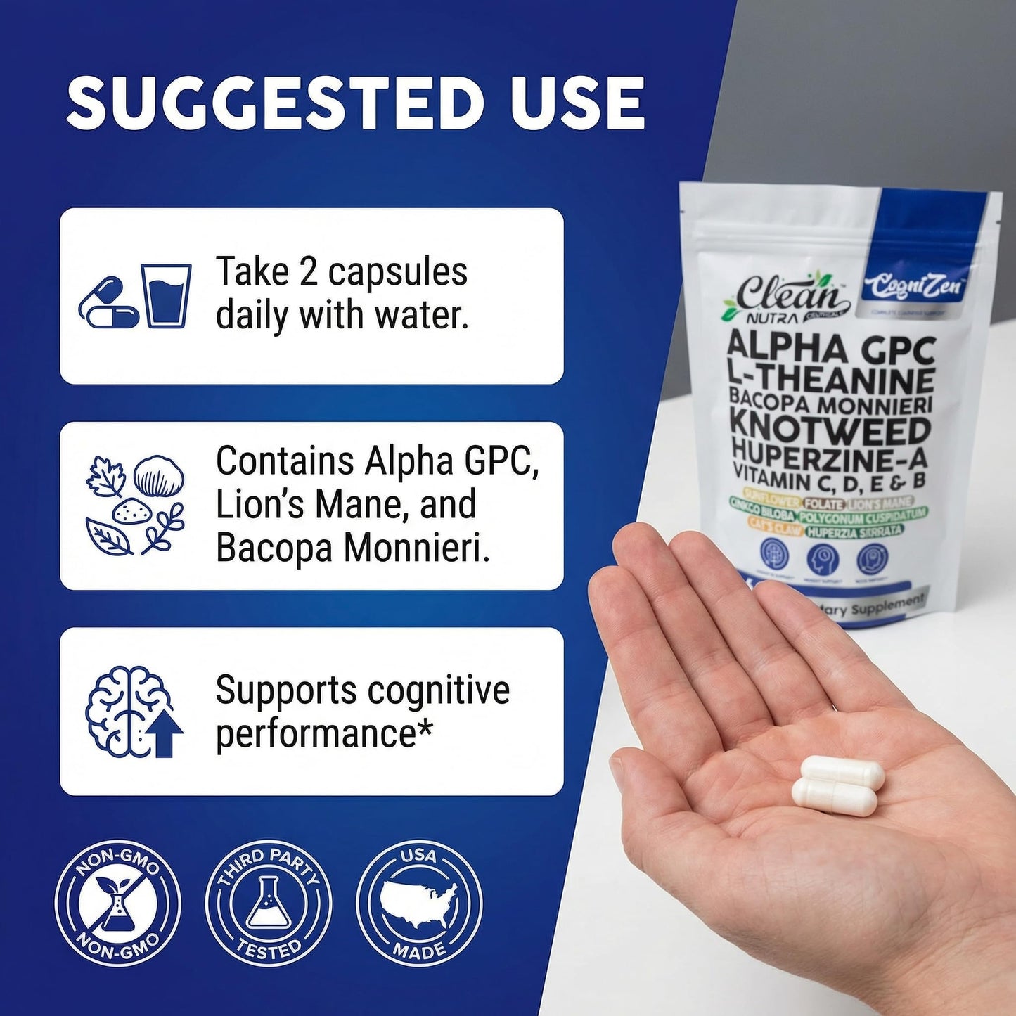 Clean Nutraceuticals Alpha GPC 600mg Supplement 60 Capsules