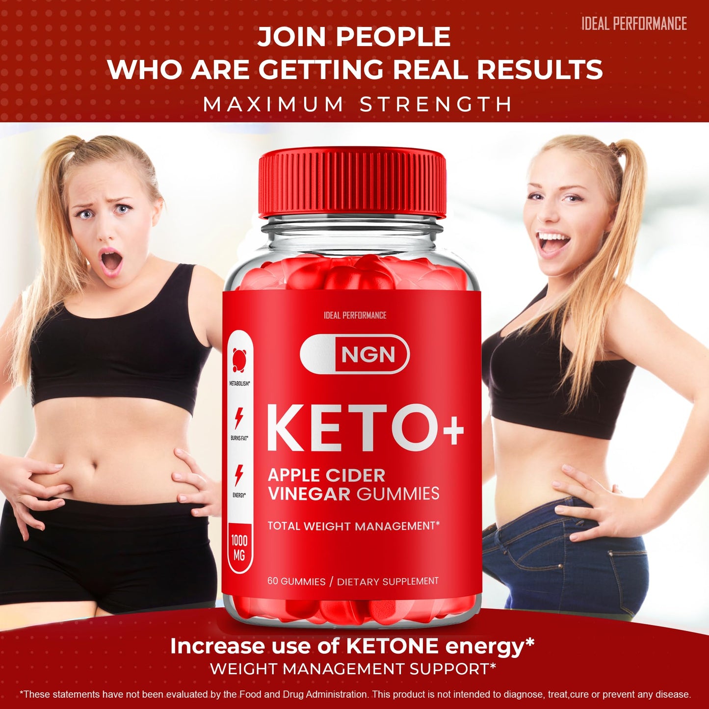 IDEAL PERFORMANCE NGN Keto ACV Gummies Gummy 60 Count