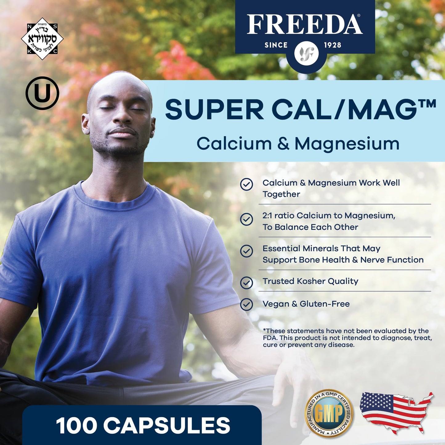 Freeda Calcium Magnesium 2:1 Supplement 100 Capsules