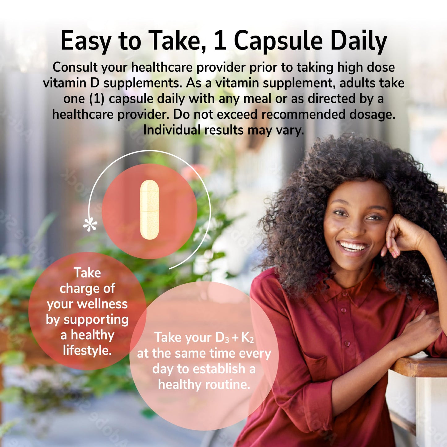 21st Century Vitamin D3 125 mcg (5000 IU) + K2 100 mcg Capsules, 120 Count