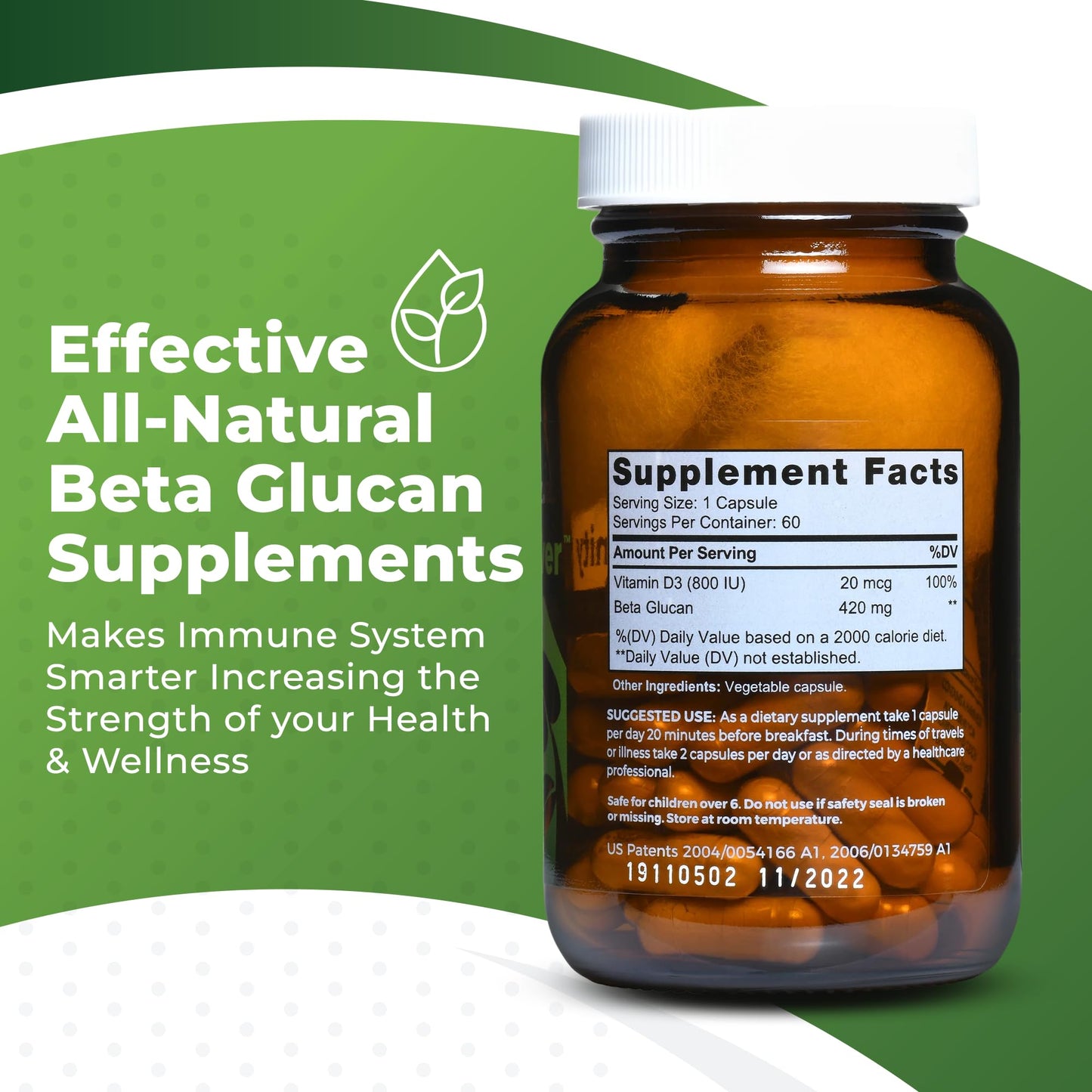 Bio Schwiiz Beta Glucan Immunity Power 1,3D-1,6D Glucan with Vitamin D Capsules 120 Capsules