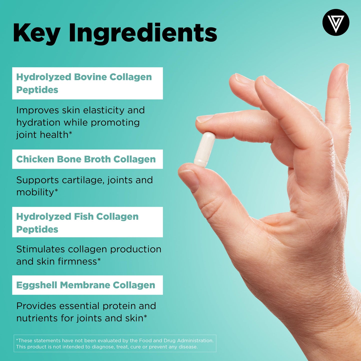 Vital Vitamins Multi Collagen Peptides Complex Capsule 300 Count