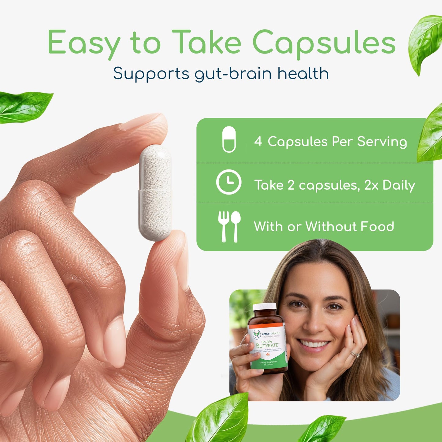 Return Healthy Double Butyrate Gut Health Supplement 120 Capsules