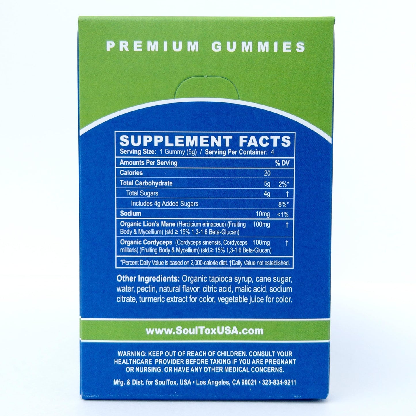 Lucky Soul Soultox Focus Lion's Mane Gummies, Citrus Flavor, 10 Pack