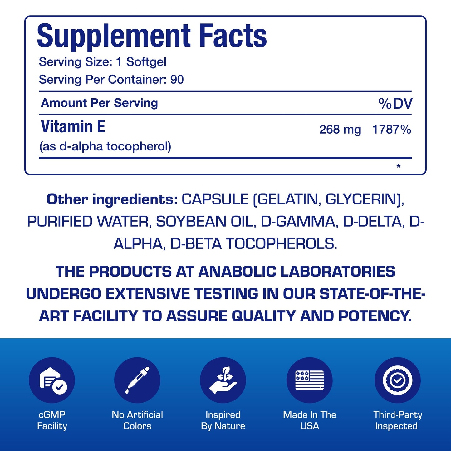 Anabolic Laboratories Vitamin E 400 IU Softgels, 90 Count