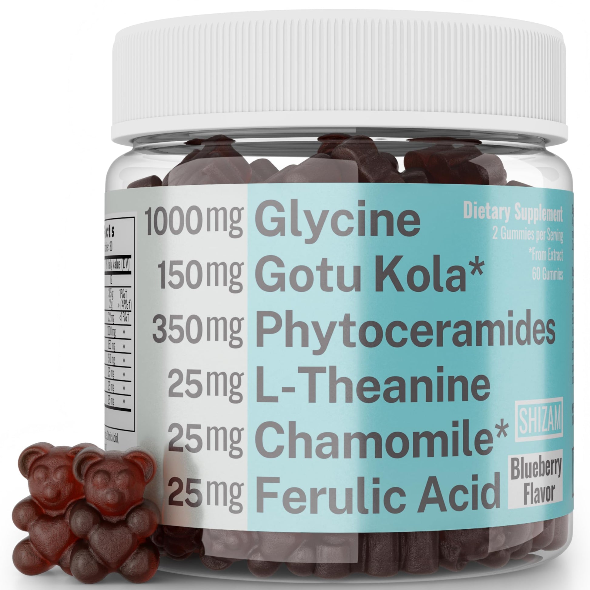 SHIZAM Glycine Gummies with Phytoceramides, 60 Count
