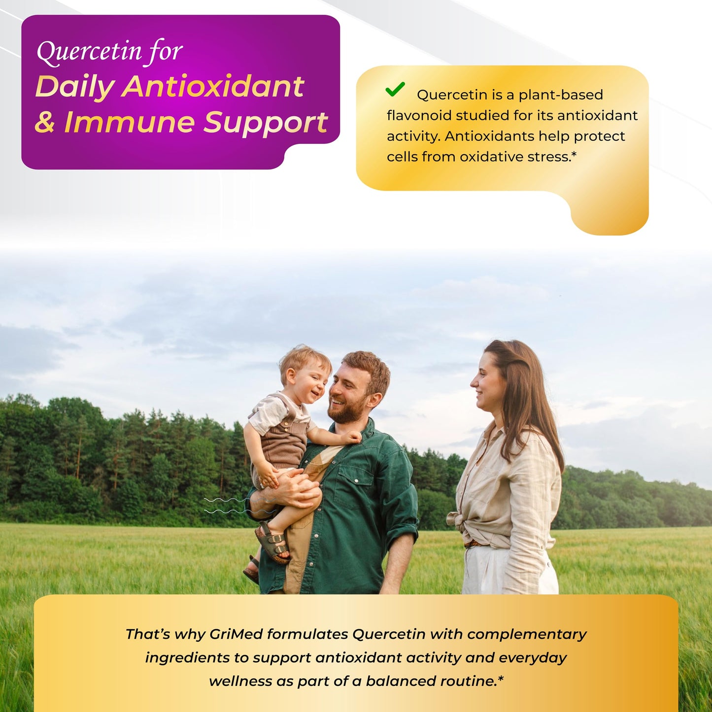 GriMed Quercetin Dietary Supplement Capsules, 150 Count