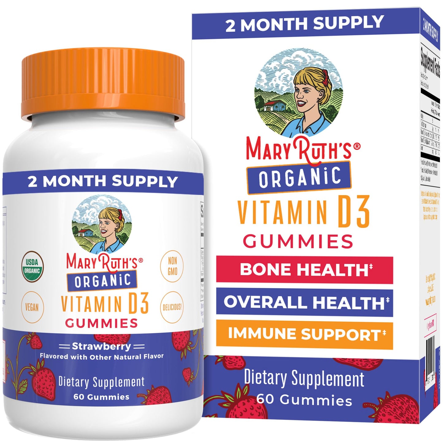 MARYRUTH'S Organic Vitamin D3 Gummies 1000 IU 60 Count
