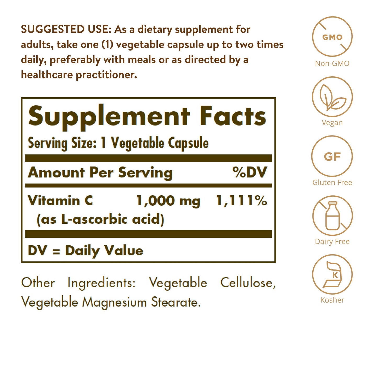Solgar Vitamin C 1000 mg Capsules, 100 Count