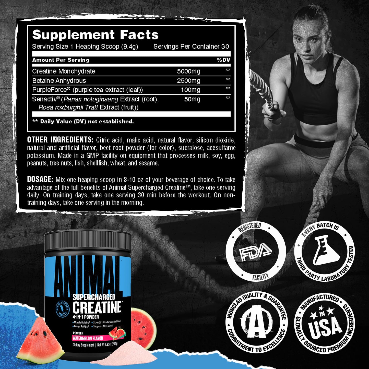 Animal Supercharged Creatine Powder Watermelon 9.95 Ounce
