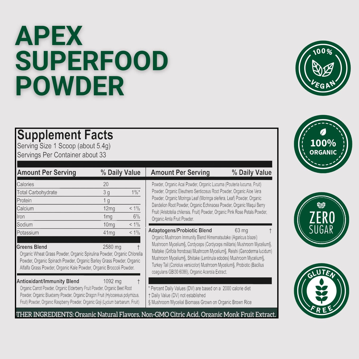 SunLife Organics Sacred Lotus Apex Greens Superfood Powder, 6.28 Ounce