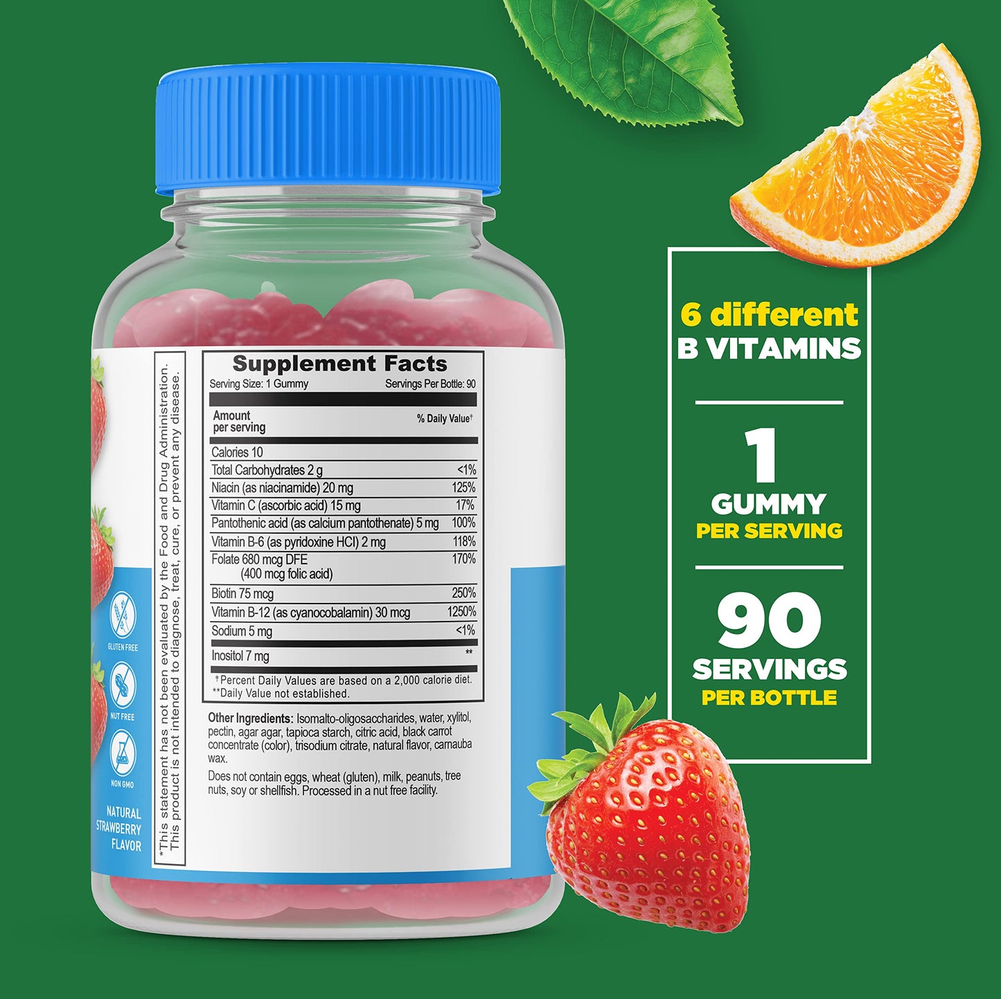 Lifeable Sugar Free Vitamin C + B Complex Gummies, 180 Count