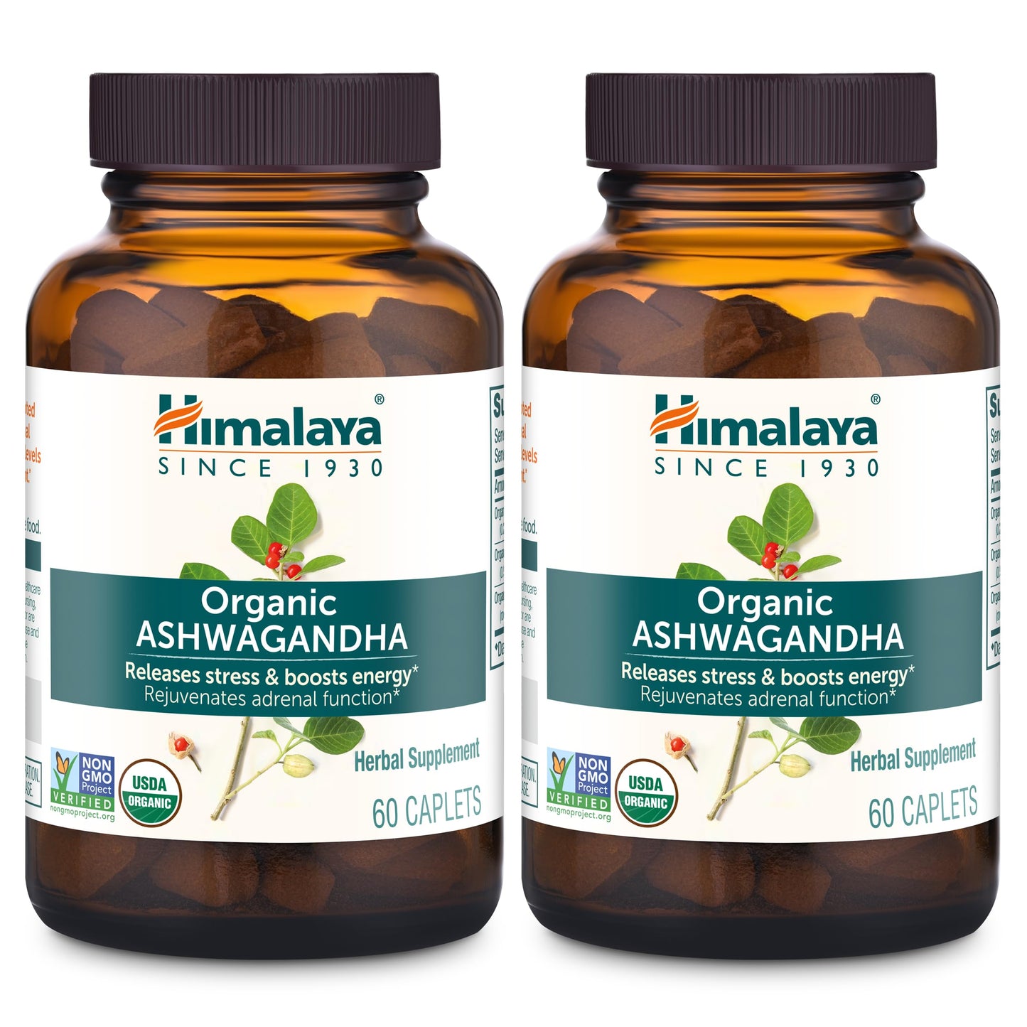 Himalaya Organic Ashwagandha Root Capsules, 120 Capsules, 2 Pack