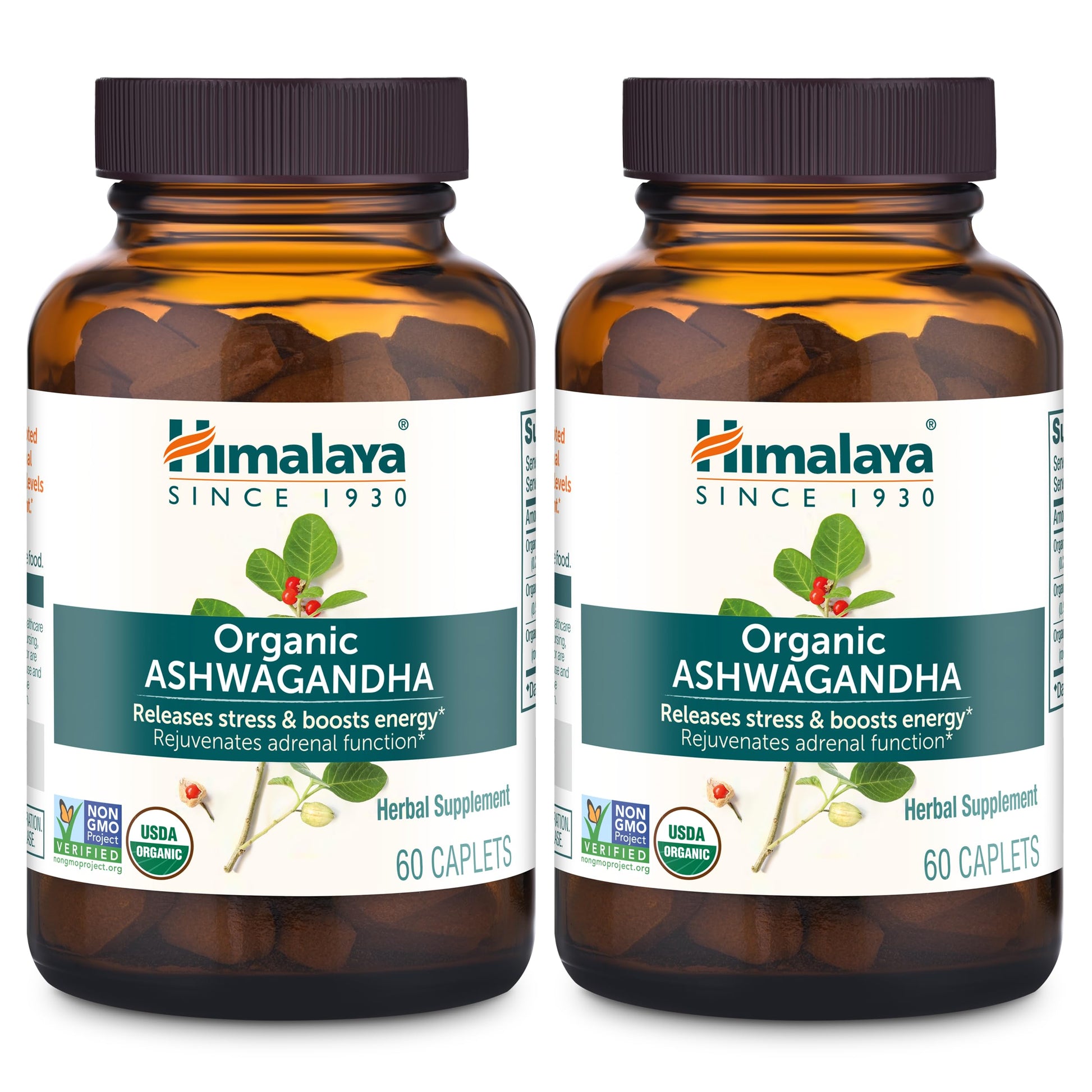Himalaya Organic Ashwagandha Root Capsules, 120 Capsules, 2 Pack