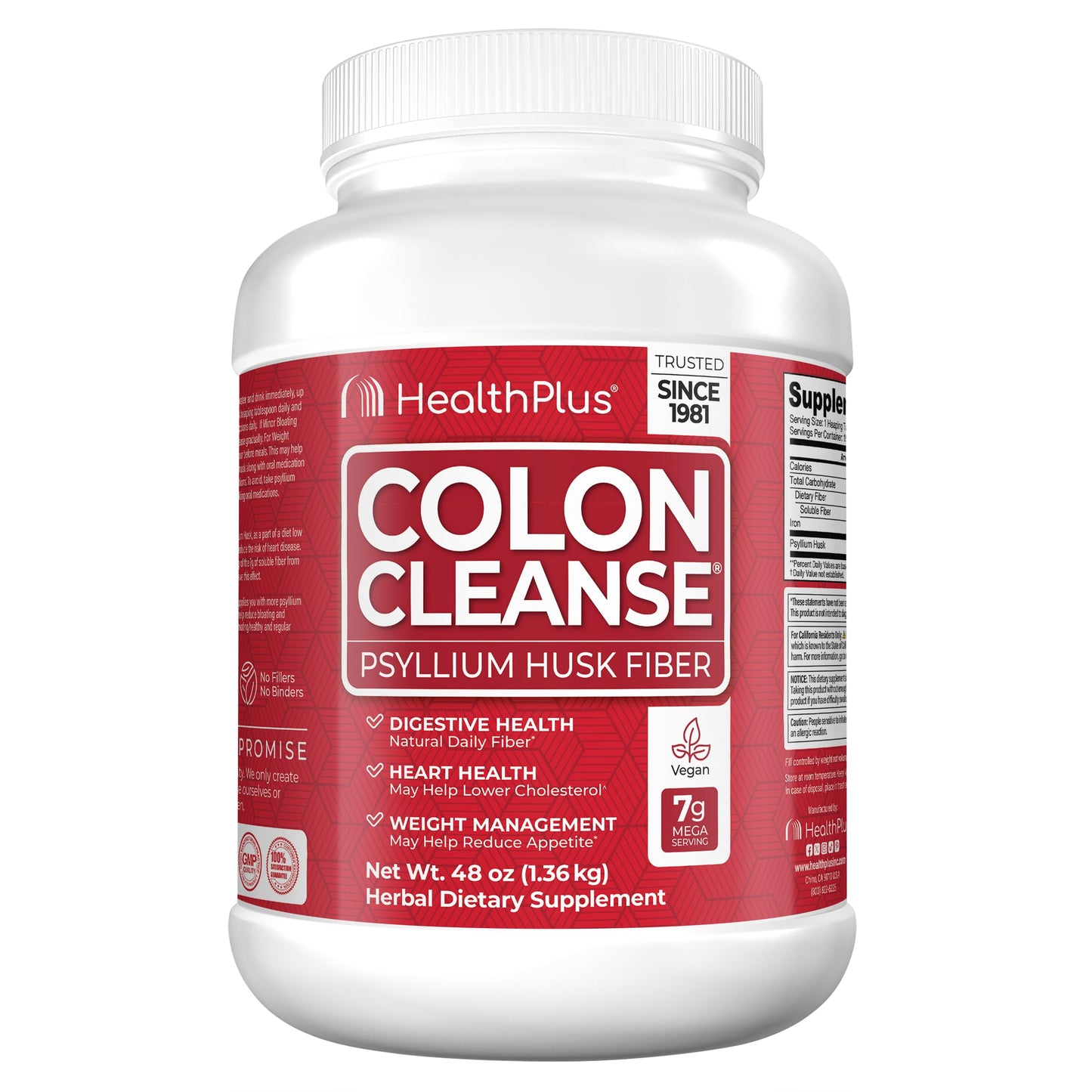 Health Plus Colon Cleanse Digestive Support Psyllium Powder 48 Ounces
