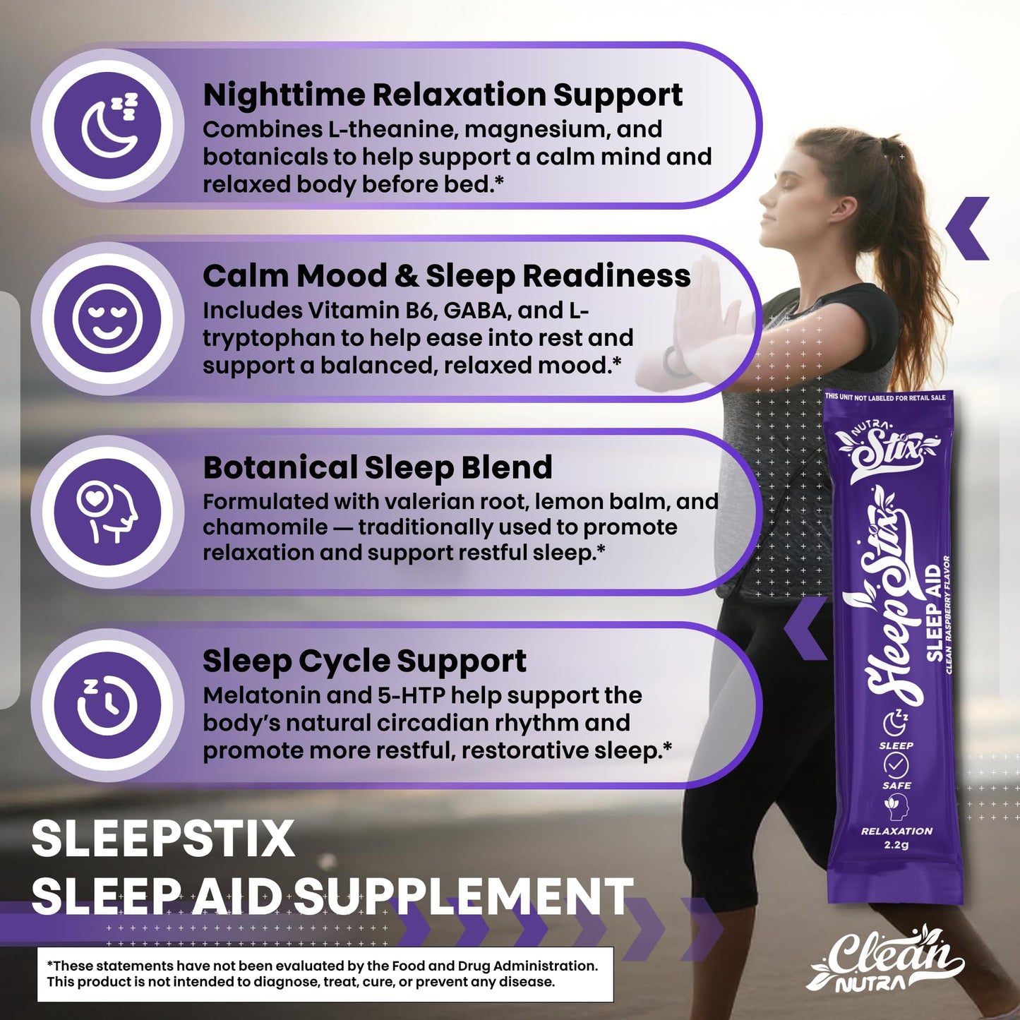 Clean Nutraceuticals Sleep Aid Powder with Melatonin, L-Theanine, GABA, Valerian Root, Magnesium, Zinc, Lemon Balm, 5-HTP, Vitamin B6, Myo-Inositol — 0.71 Ounce