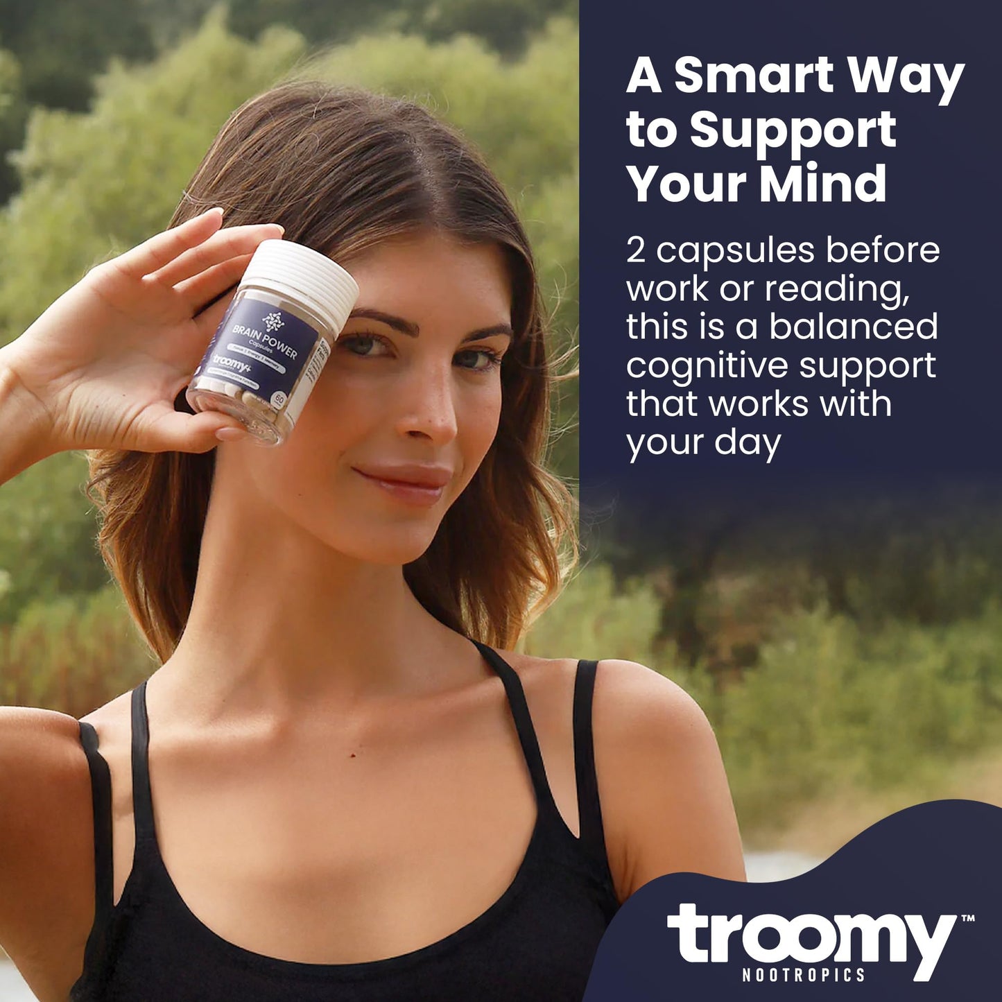 Troomy Nootropics Troomy Brain Supplements for Memory and Focus, Daily Wellness Supplement with Citicoline, Lion's Mane, and Cordyceps - Plant-Based Formula for Routine Support, Everyday Balance Capsules, 60 Count