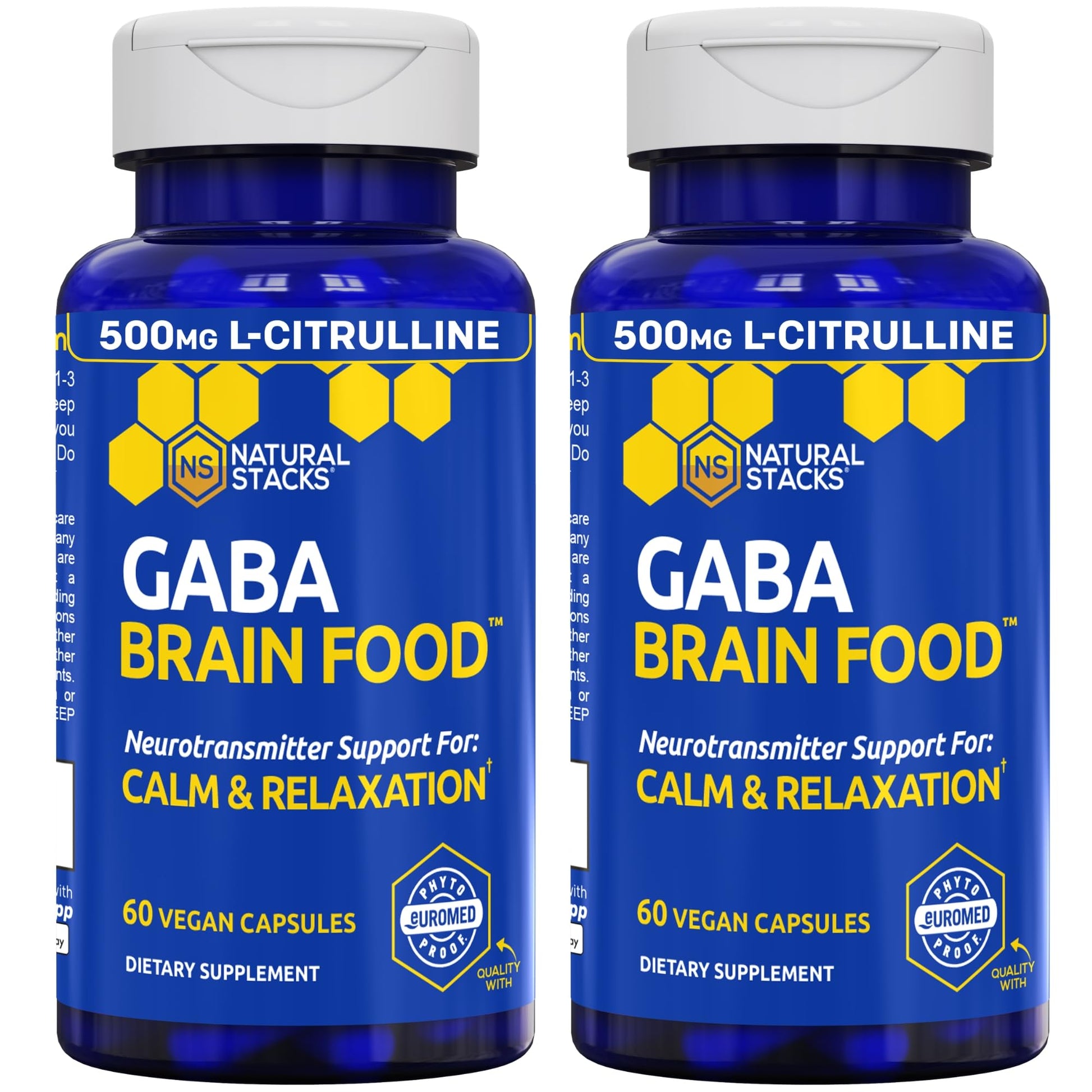 Natural Stacks GABA Brain Food With L-Citrulline, Calm And Relaxation Support, 120 Capsules