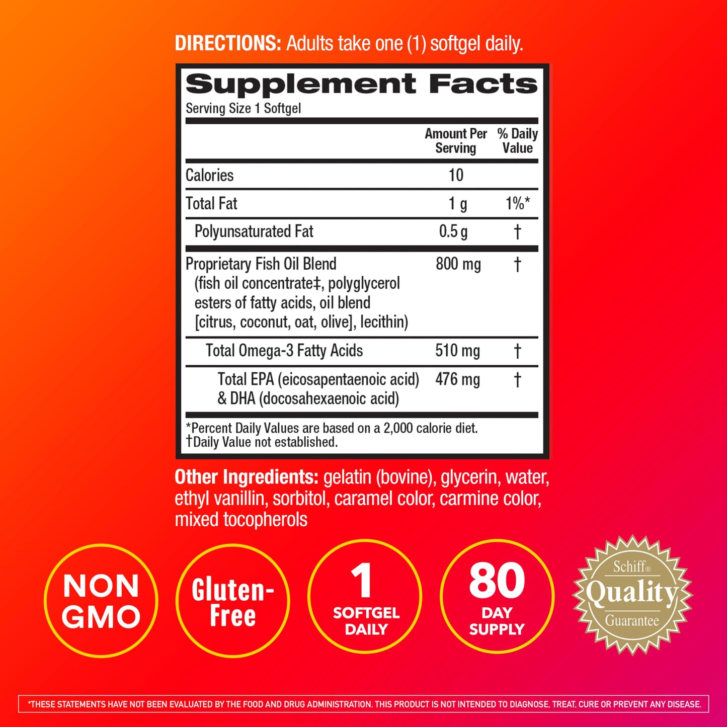 MegaRed Fish Oil 800mg Omega-3 with EPA & DHA Softgels, 80 Count