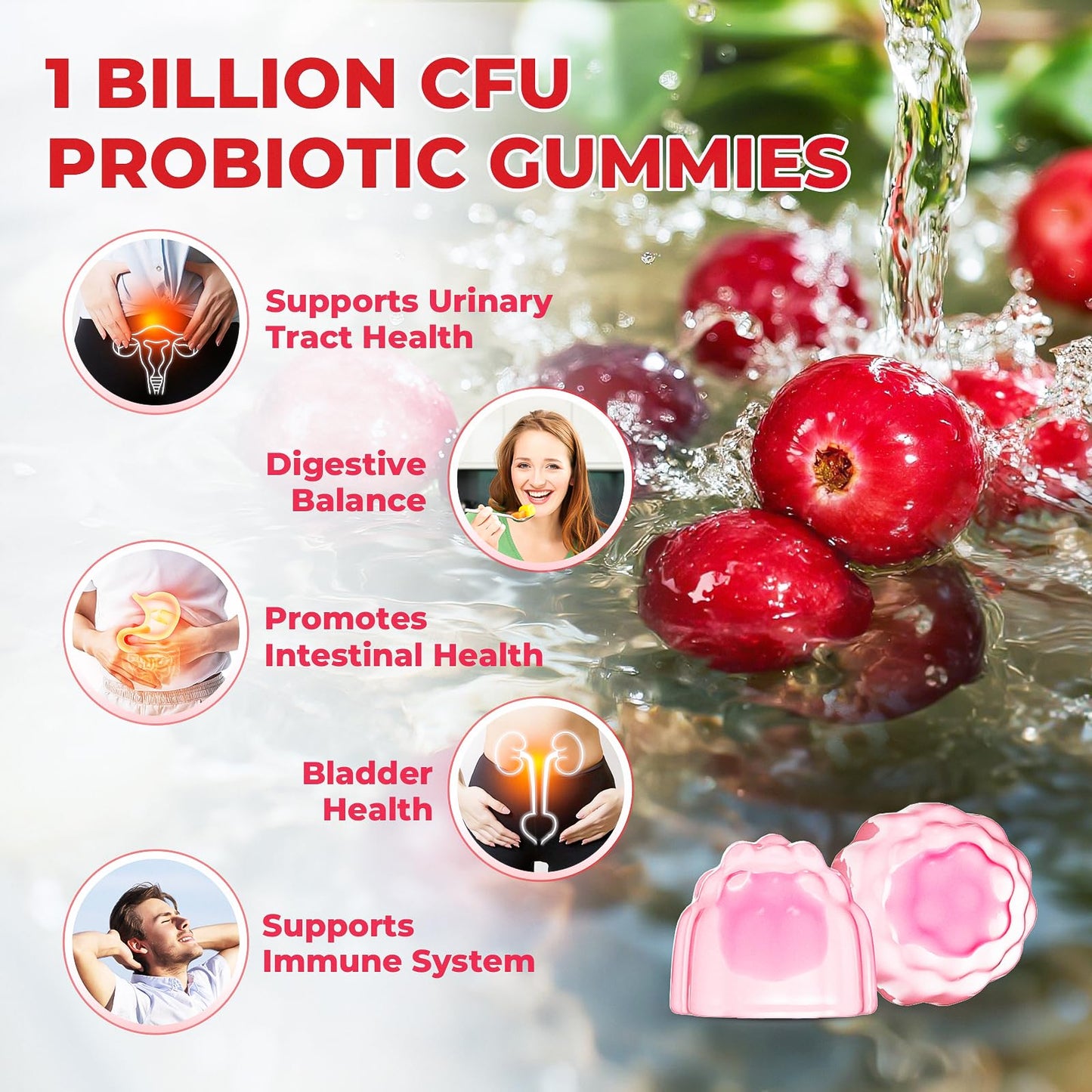 CelestiaCare Cranberry Gummies with Probiotics & D-Mannose for Women & Men – Bladder & Urinary Tract Health, Digestive & Immune Support, Sugar Free, Vegan, Non-GMO, 60 Count