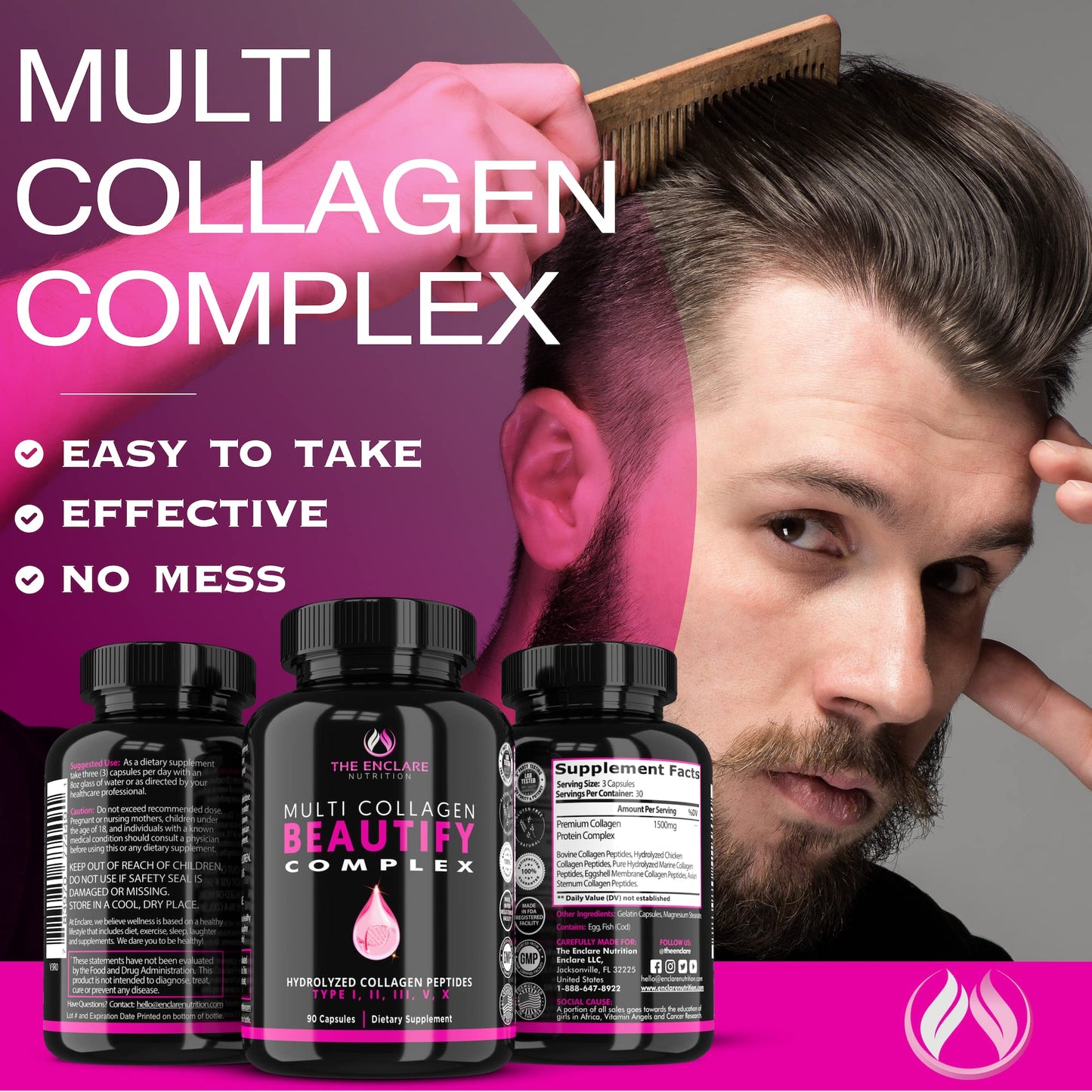 THE ENCLARE NUTRITION Beautify Multi Collagen Complex Capsules 90 Count