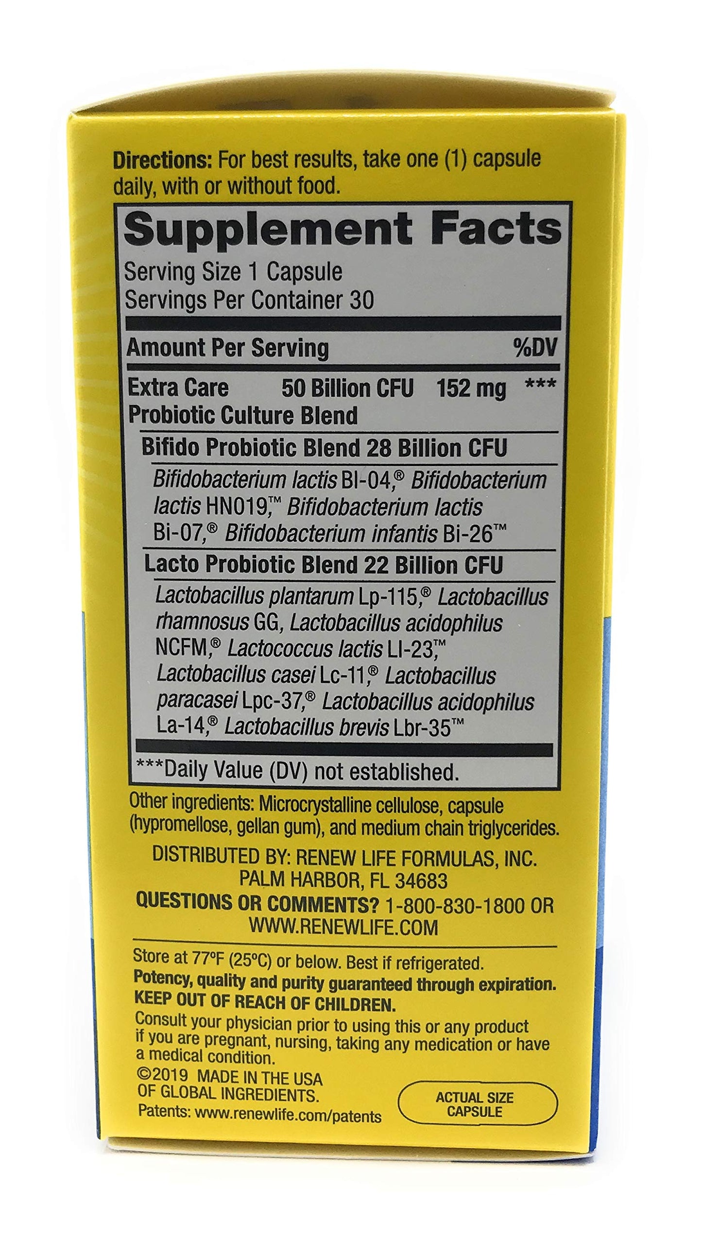 Renew Life Ultimate Flora Extra Care Probiotic 50 Billion Capsules, 30 Count