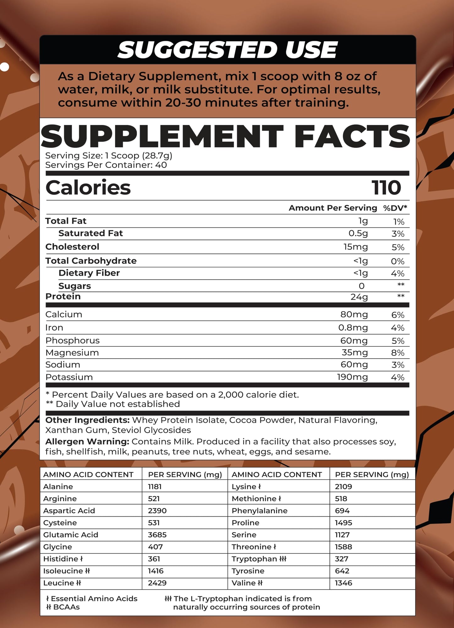 BOA Whey Protein Isolate Powder Chocolate, 40 Servings