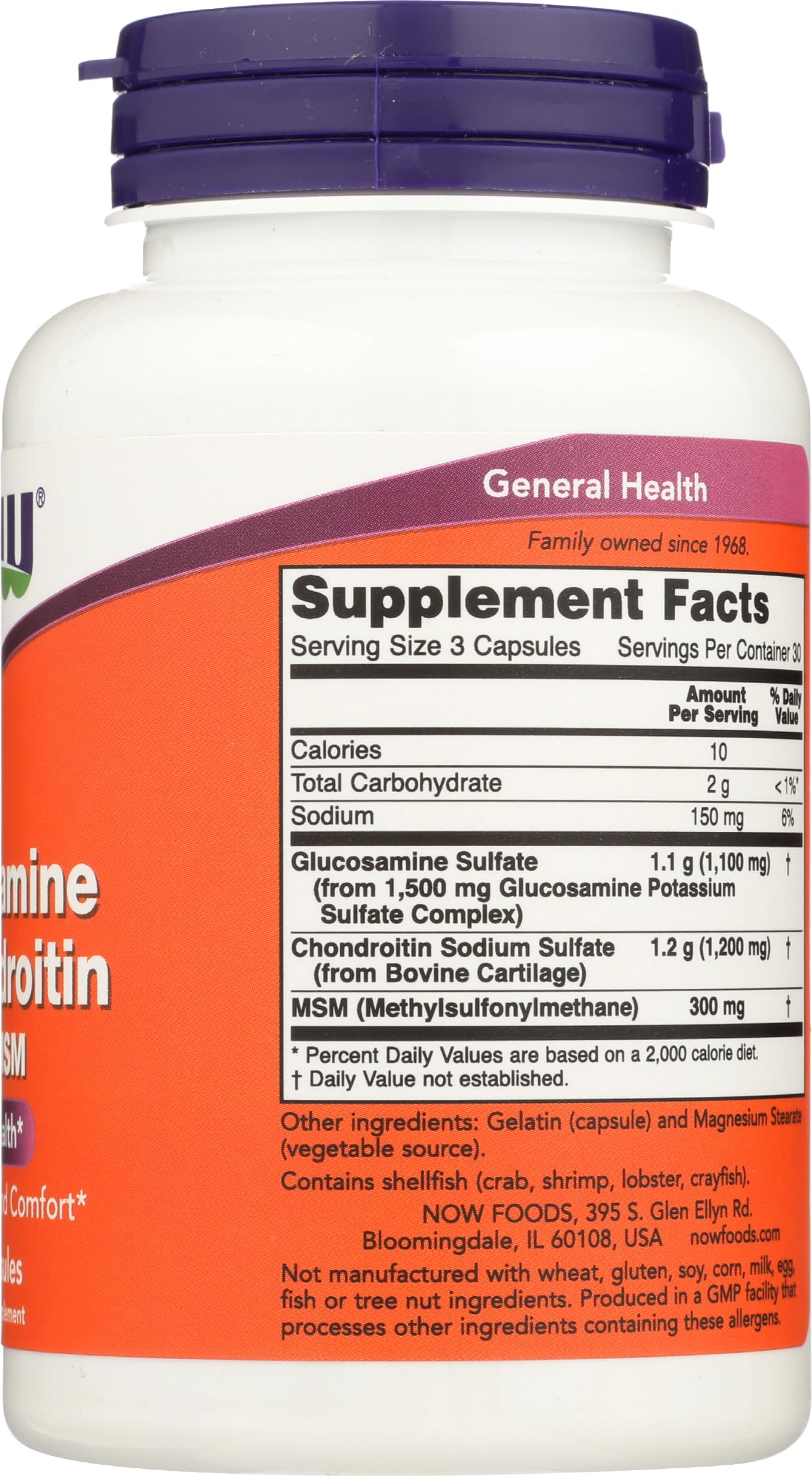 NOW Foods Glucosamine & Chondroitin with MSM 90 Capsules