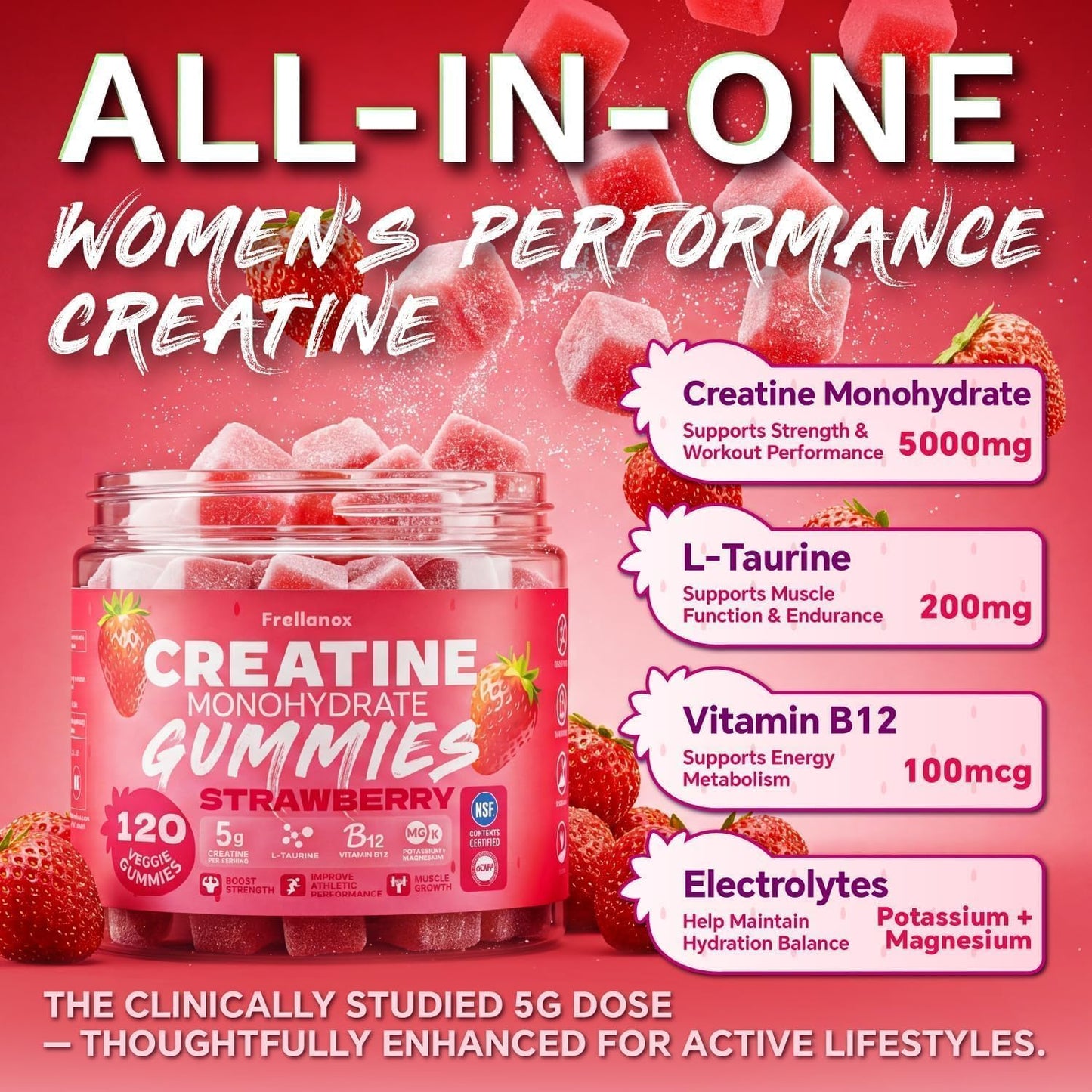 Frellanox Creatine Monohydrate Gummies 120 Count