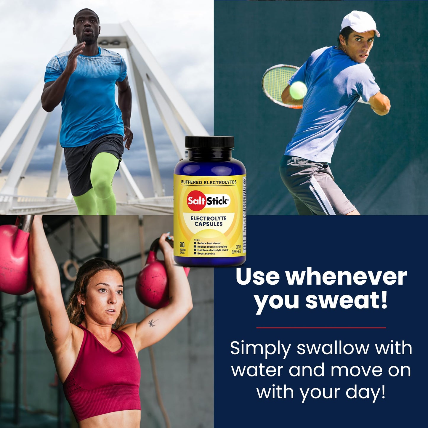 SaltStick Electrolyte Capsules with Vitamin D, 200 Capsules