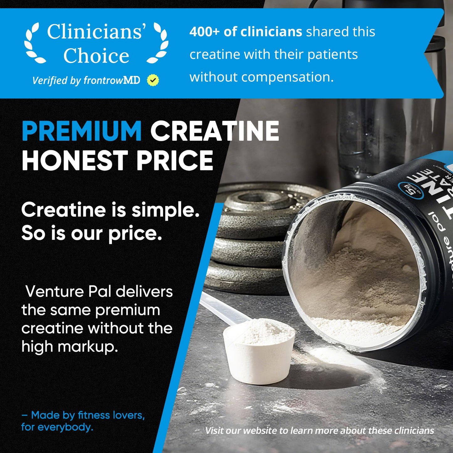 Venture Pal 100% Pure Micronized Creatine Monohydrate Powder, 10.6