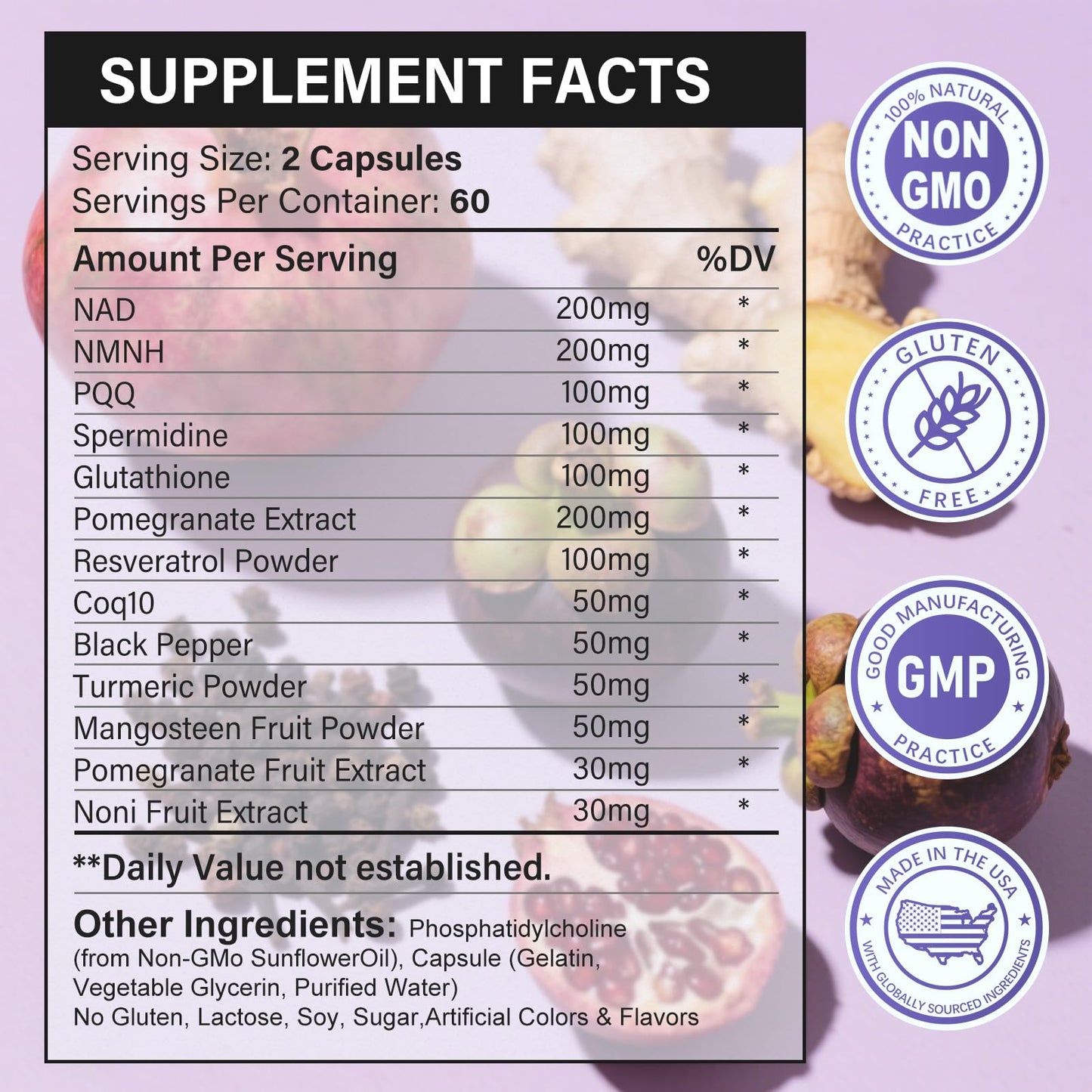 SUPRANOURISH 13-in-1 Antioxidants Supplement with NAD, NMNH, Resveratrol, Glutathione & PQQ - Natural Herbal & Fruit Formula, 120 Capsules