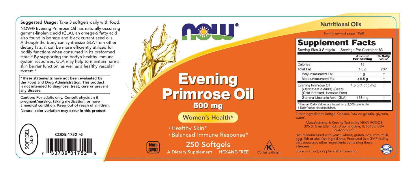 NOW Foods Evening Primrose Oil Softgel 1 Count