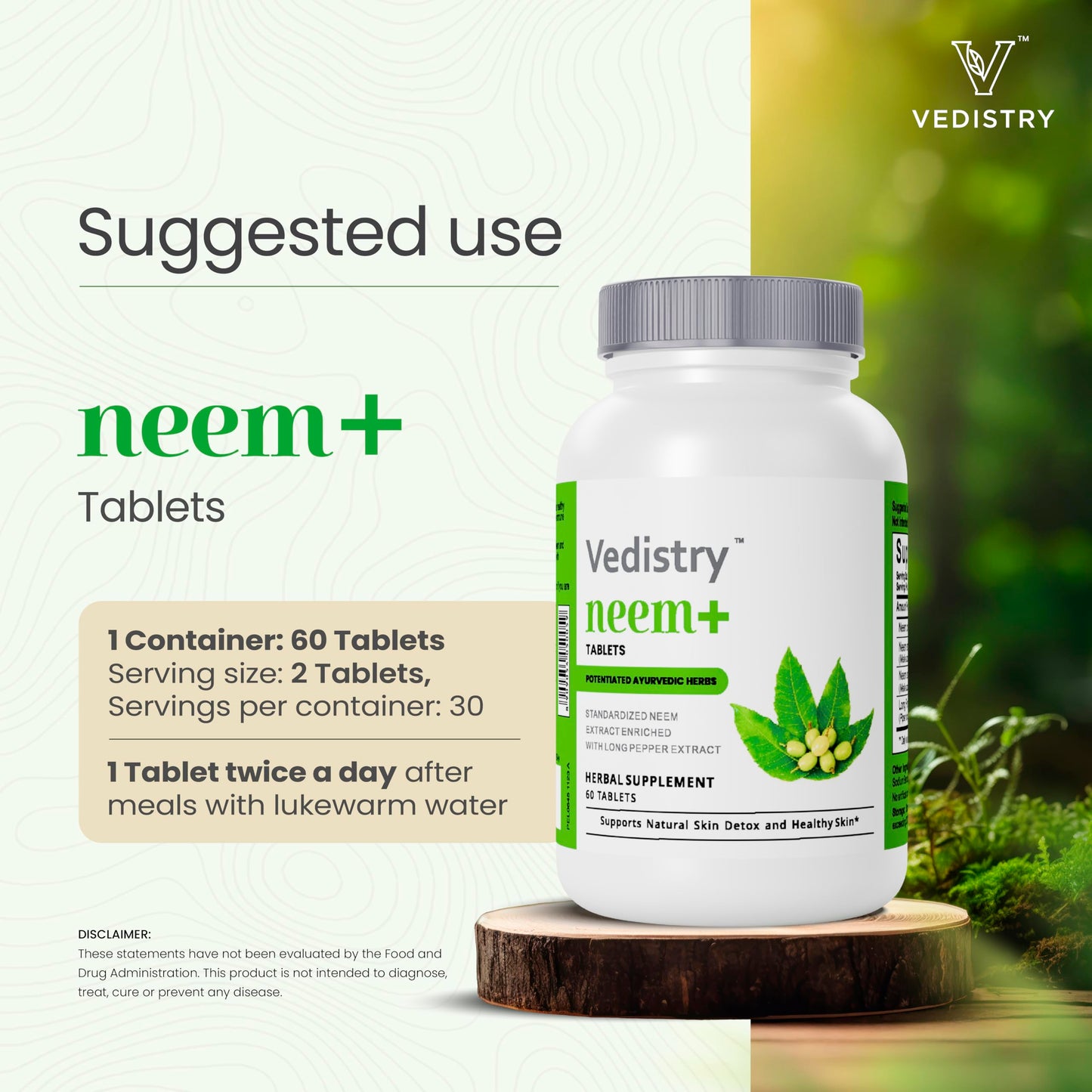 Vedistry Neem Leaf Supplements Tablets 60