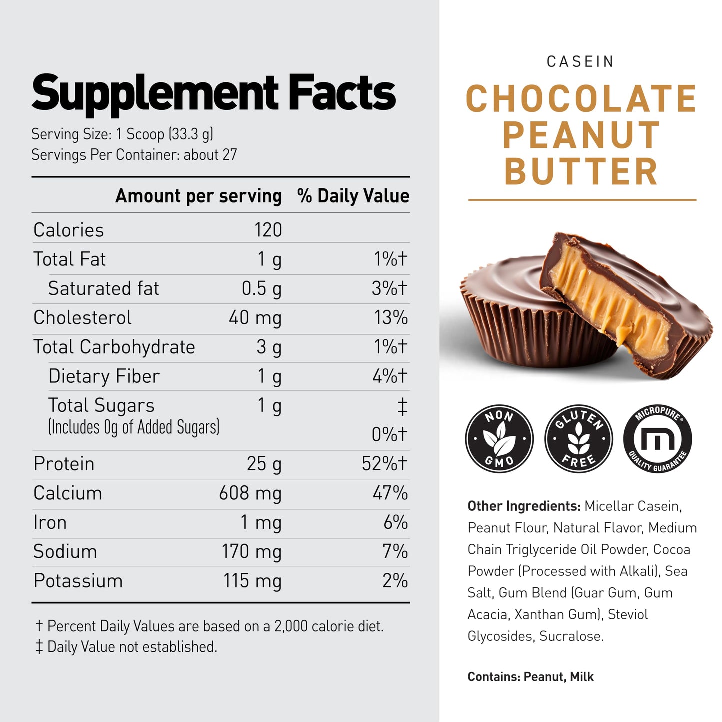 Kaged Premium Casein Protein Powder Chocolate Peanut Butter, 32 Servings