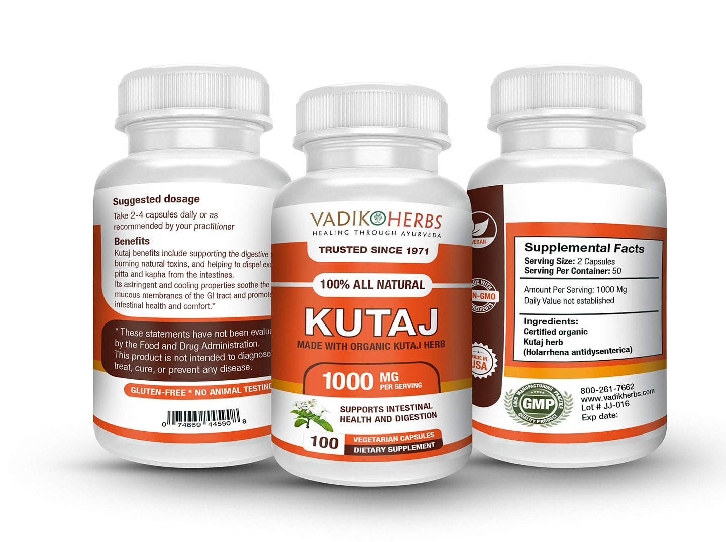 Vadik Herbs Kutaj (Holarrhena Antidysenterica, Kutaja) Capsules 100 Count