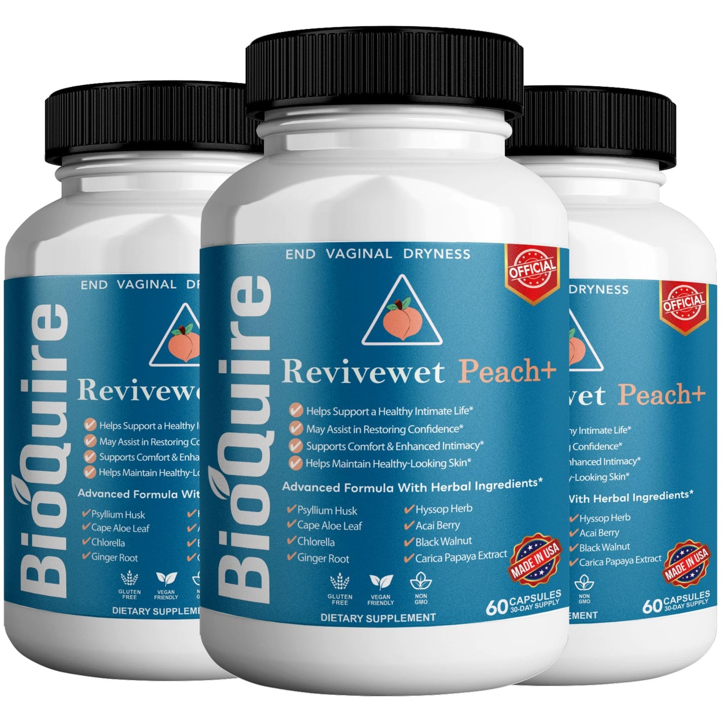 BIOQUIRE Revivewet Peach+ Vaginal Dryness Support Supplement 60 Capsules
