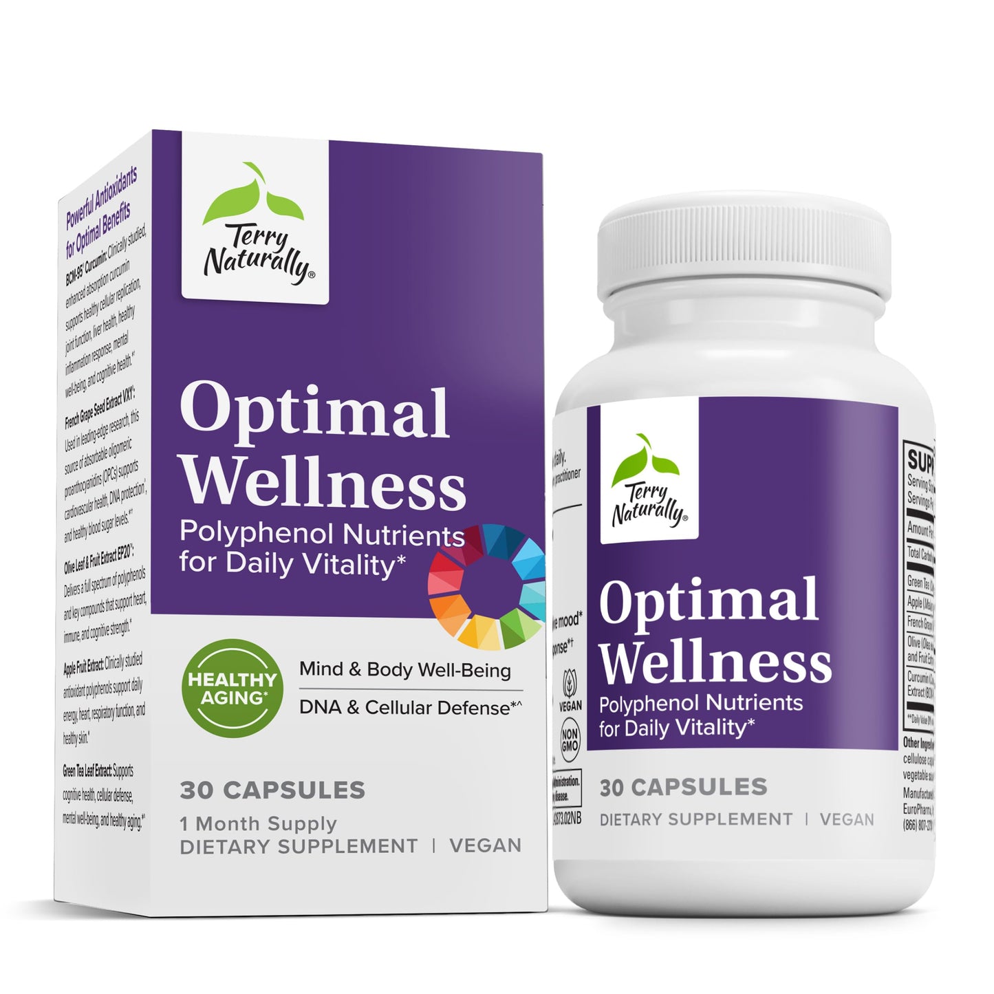 Terry Naturally Optimal Wellness Immune, Respiratory & Brain Health Support with Curcumin, Powerful Antioxidant Support, 30 Capsules