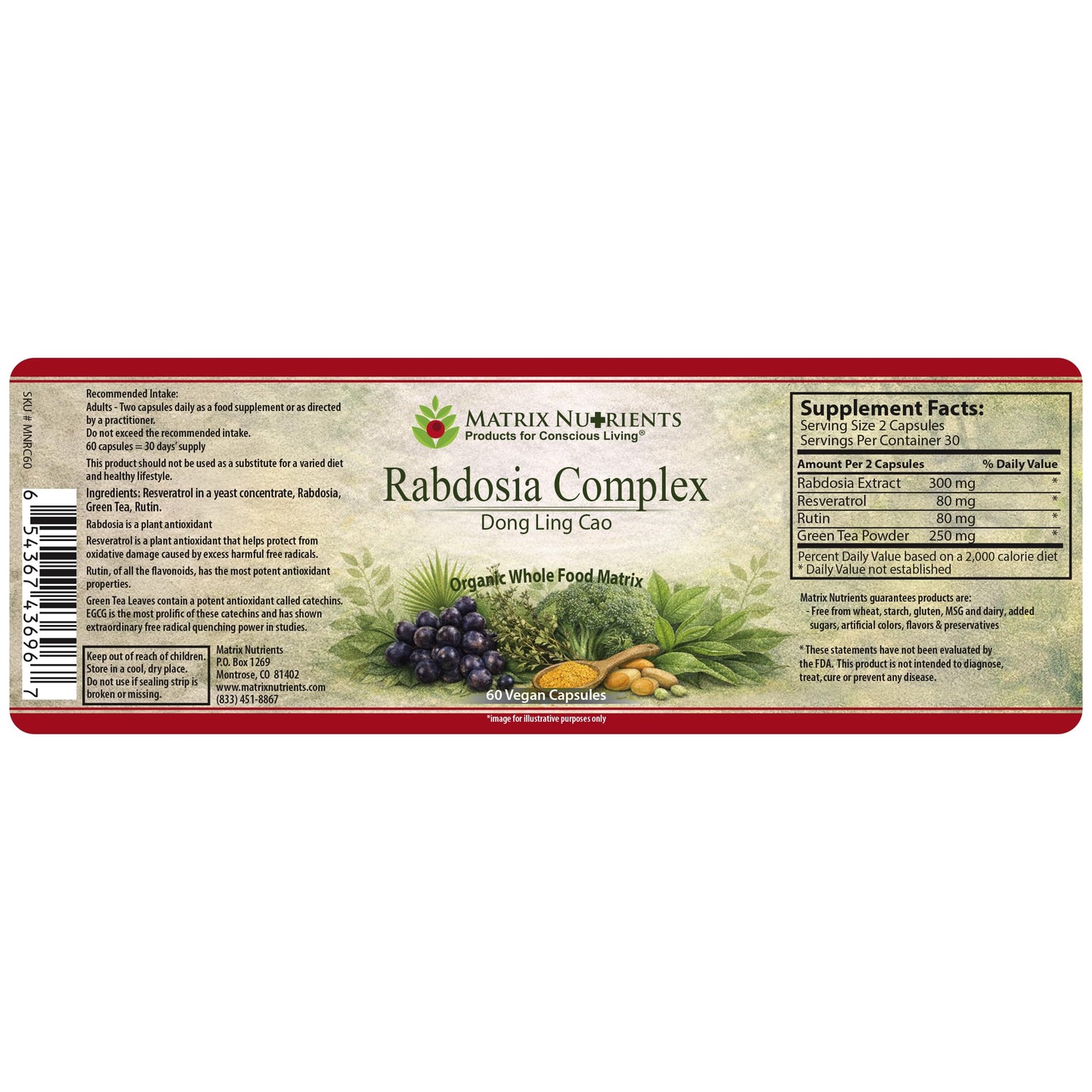 Matrix Nutrients Rabdosia Complex Capsules, 60 Count